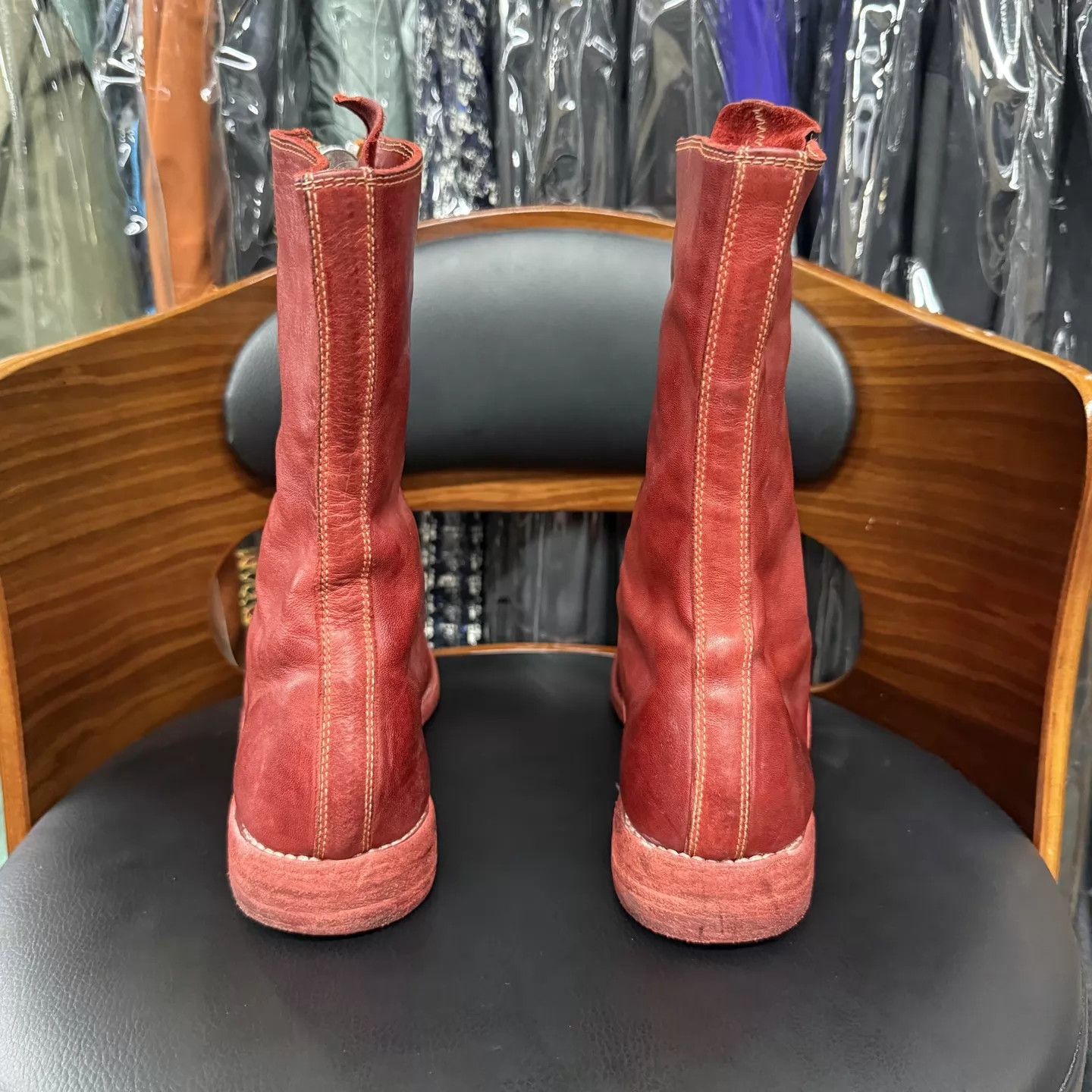 Guidi GuiDi 310 Red Calfskin Short Boots 38 Near Mint Size US 7.5 / IT 37.5 - 3 Thumbnail