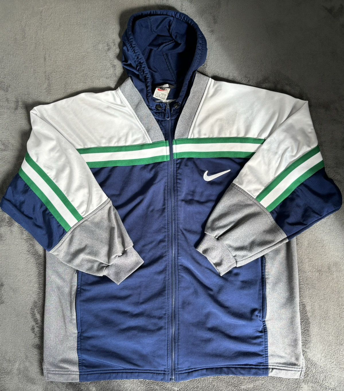 Nike × Nike ACG × Vintage Vintage 80s Navy Nike Zip Hooded Tracksuit Top Size US XL / EU 56 / 4 - 1 Thumbnail