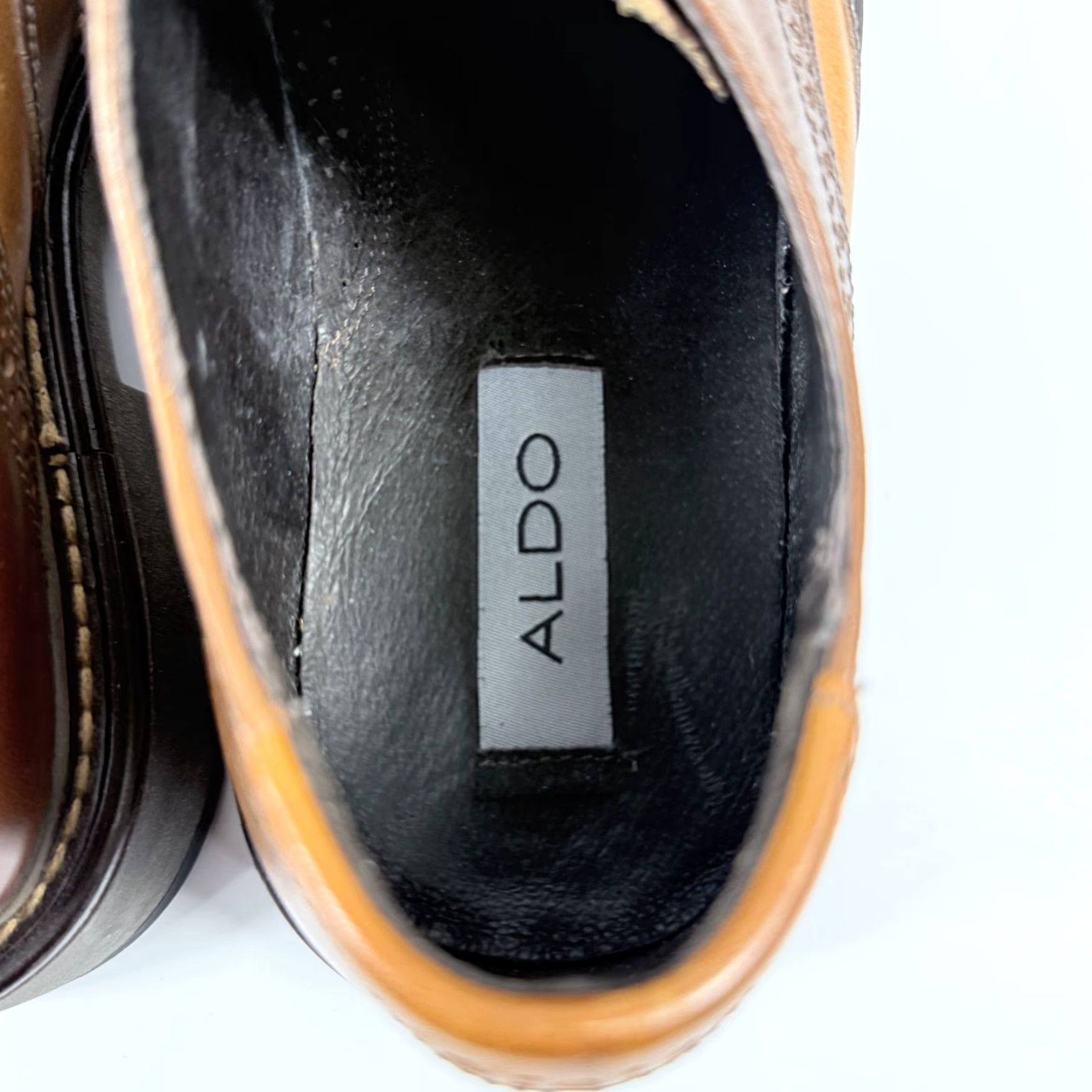 Aldo Aldo Oxford Dress Shoes Men Brown Leather Lace Up Square Toe - 41 Dress Shoes Size US L / EU 52-54 / 3 - 6 Thumbnail