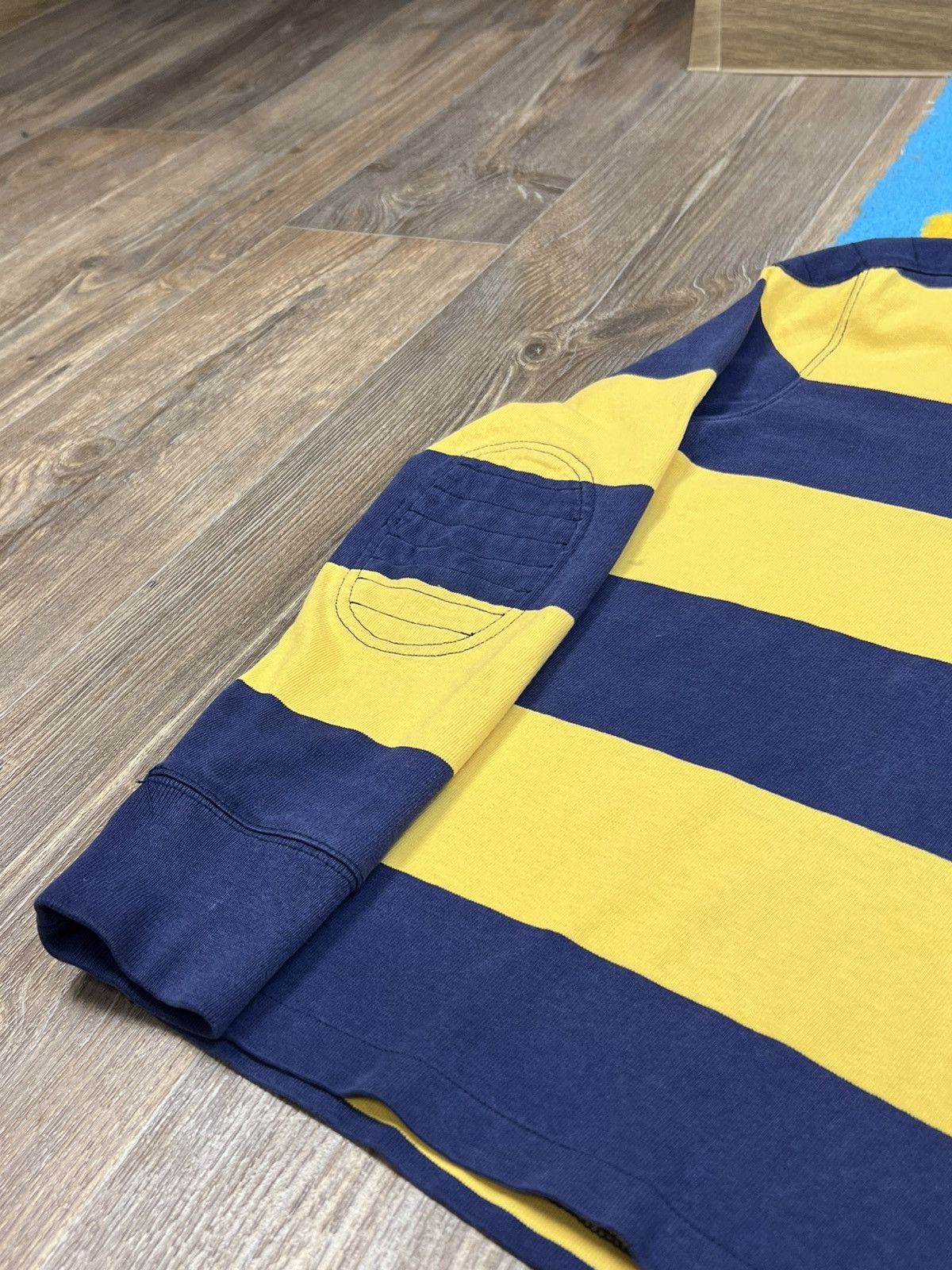 Polo Ralph Lauren × Rugby Ralph Lauren × Vintage Polo Ralph Lauren Yellow Blue Rugby Polo Long Sleeve Shirt Size US S / EU 44-46 / 1 - 7 Thumbnail