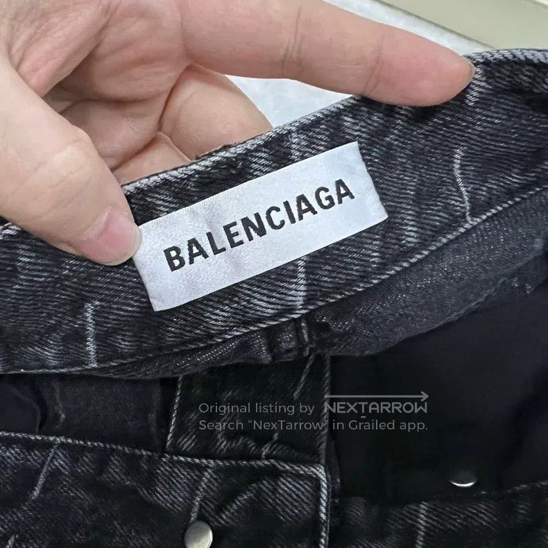 Balenciaga Balenciaga Black Washed Bulletproof Logo Denim Pants Size 25" / US 0 / IT 36 - 4 Thumbnail
