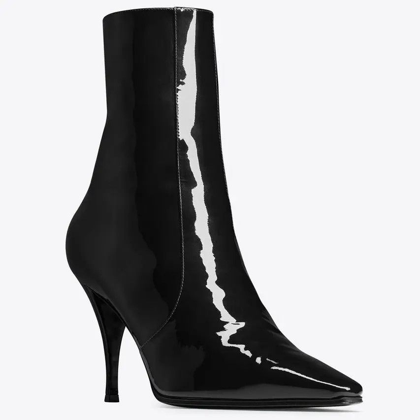 Saint Laurent Paris o1s1wg110824 Ziggy Zipped Boots in Patent Leather in Black Size US 6.5 / EU 39-40 - 2 Thumbnail