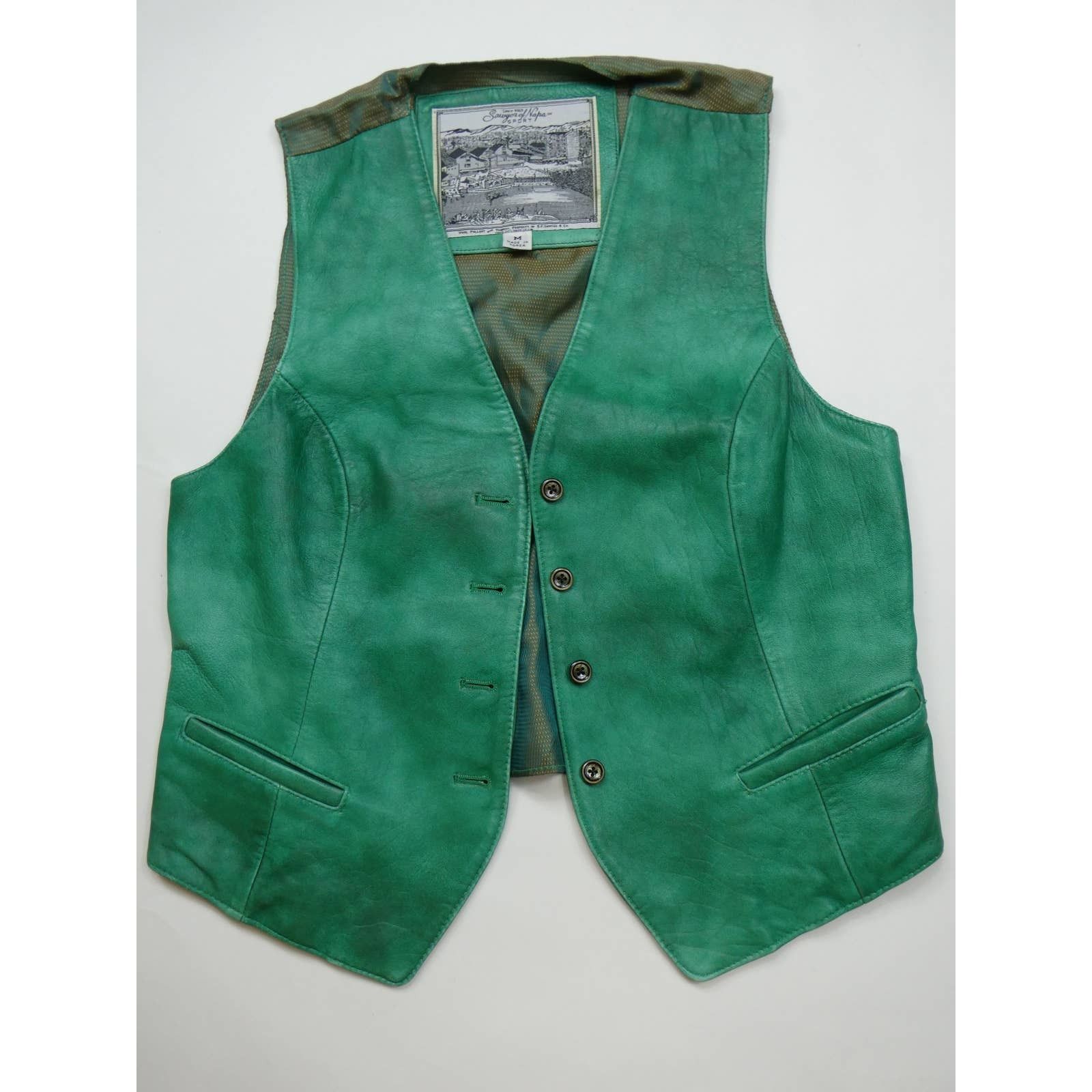 Leather vintage SAWYER OF NAPA 100% leather vest, women's medium Size M / US 6-8 / IT 42-44 - 1 Thumbnail