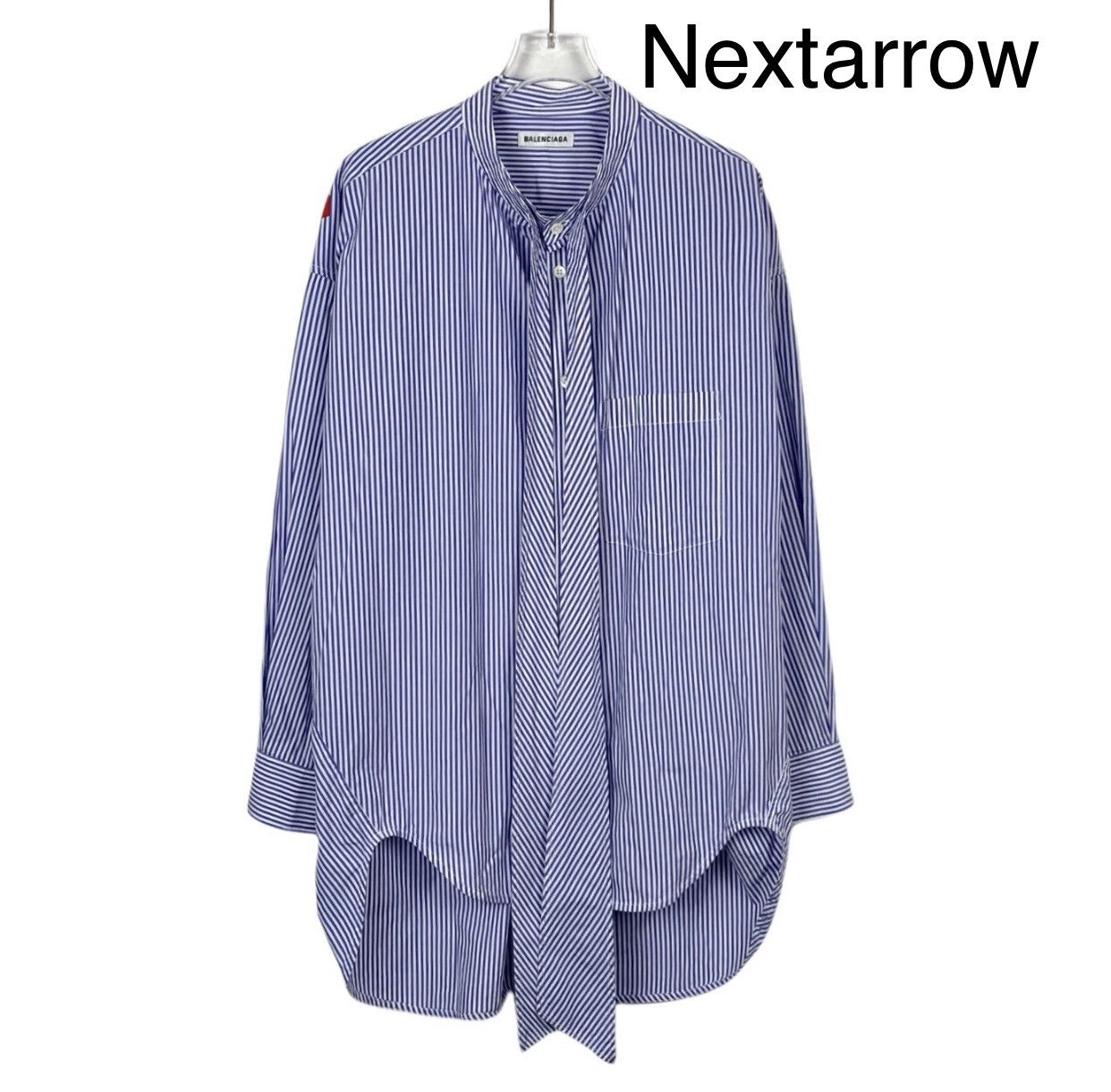 Balenciaga Balenciaga blue striped letter printed long sleeved shirt Size US S / EU 44-46 / 1 - 1 Thumbnail