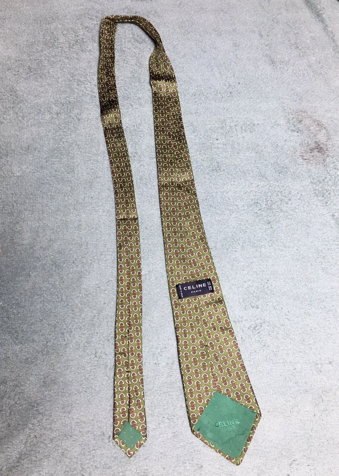 Celine CELINE Vintage Elegant Buckle Logo Italy Silk Mens Tie Size ONE SIZE - 8 Thumbnail