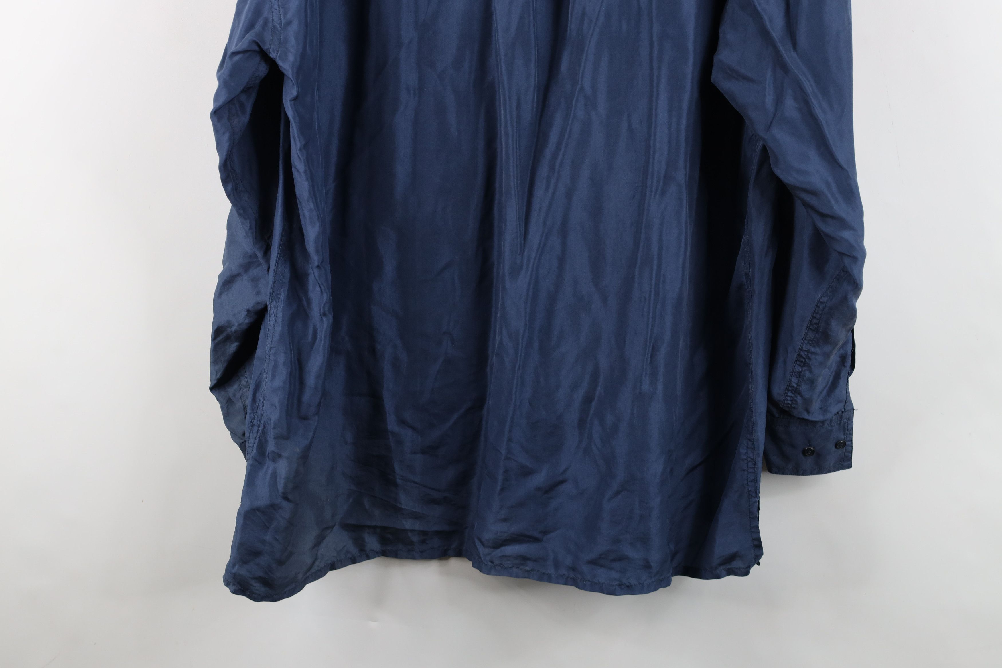 Vintage Vintage 90s Streetwear Baggy Silk Collared Button Shirt Blue Size US XL / EU 56 / 4 - 14 Thumbnail