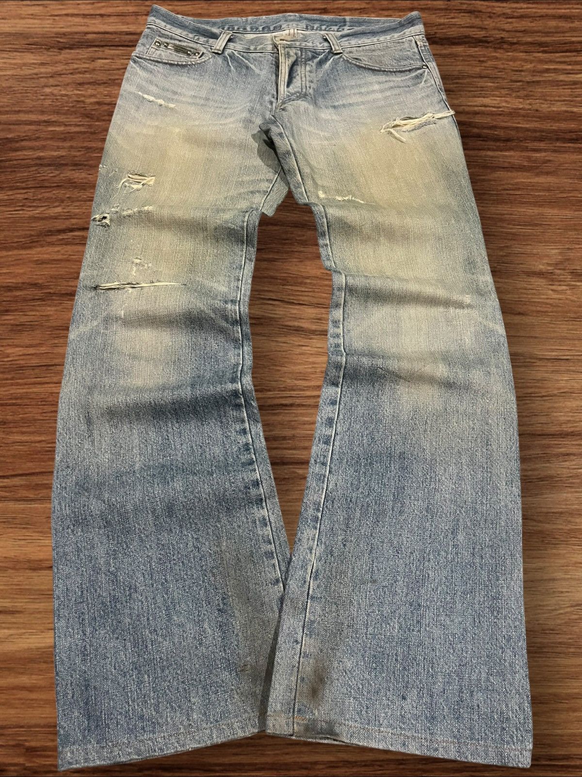 5351 POUR LES HOMMES ⚡️Flare⚡️5351 Pour Les Hommes Distressed Clawmark Flare Jeans Size US 34 / EU 50 - 1 Thumbnail