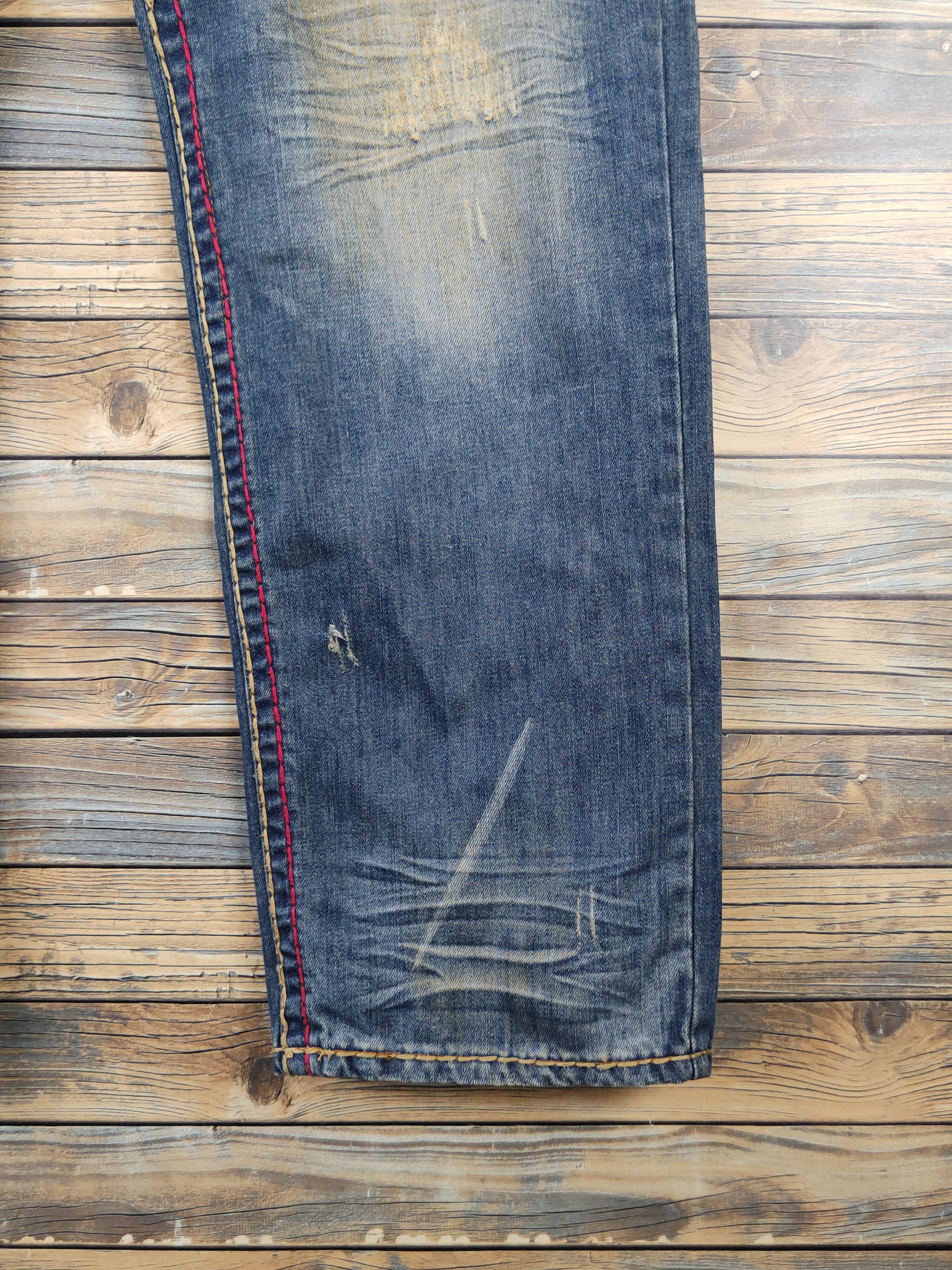 Japanese Brand DL Cstar Blue faded vintage Distressed Ripped Jeans #380 Size US 40 / EU 56 - 7 Thumbnail