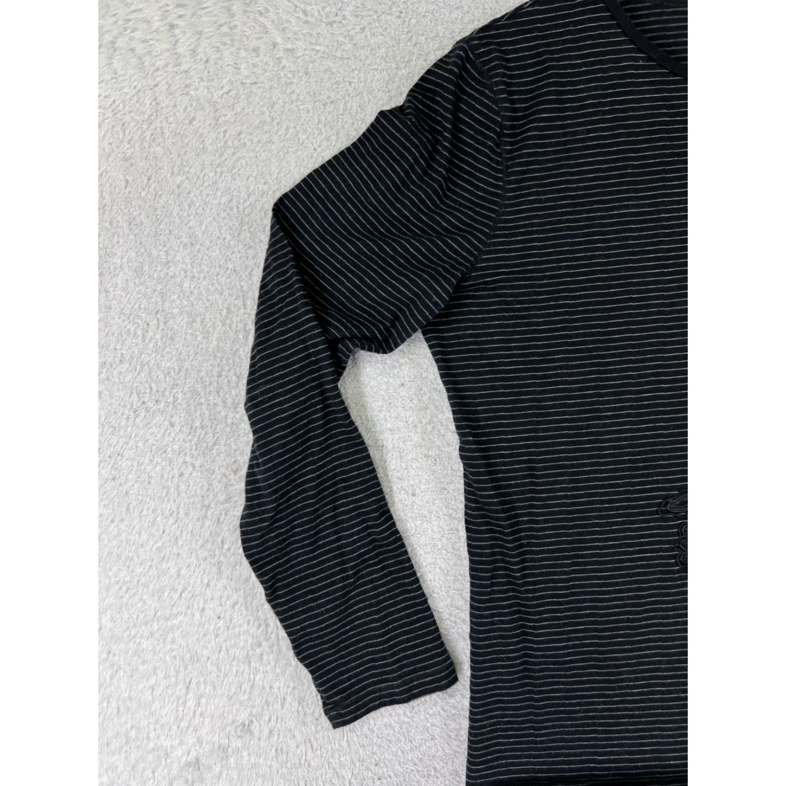 Ralph Lauren VINTAGE Lauren Ralph Lauren Shirt Womens Large Black Stripe Embroidered Paisley Cotton Size L / US 10 / IT 46 - 3 Thumbnail