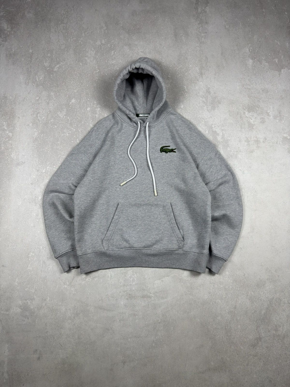 Lacoste Lose Fit Gray Hoodie Logo Crocodile Organic Cotton