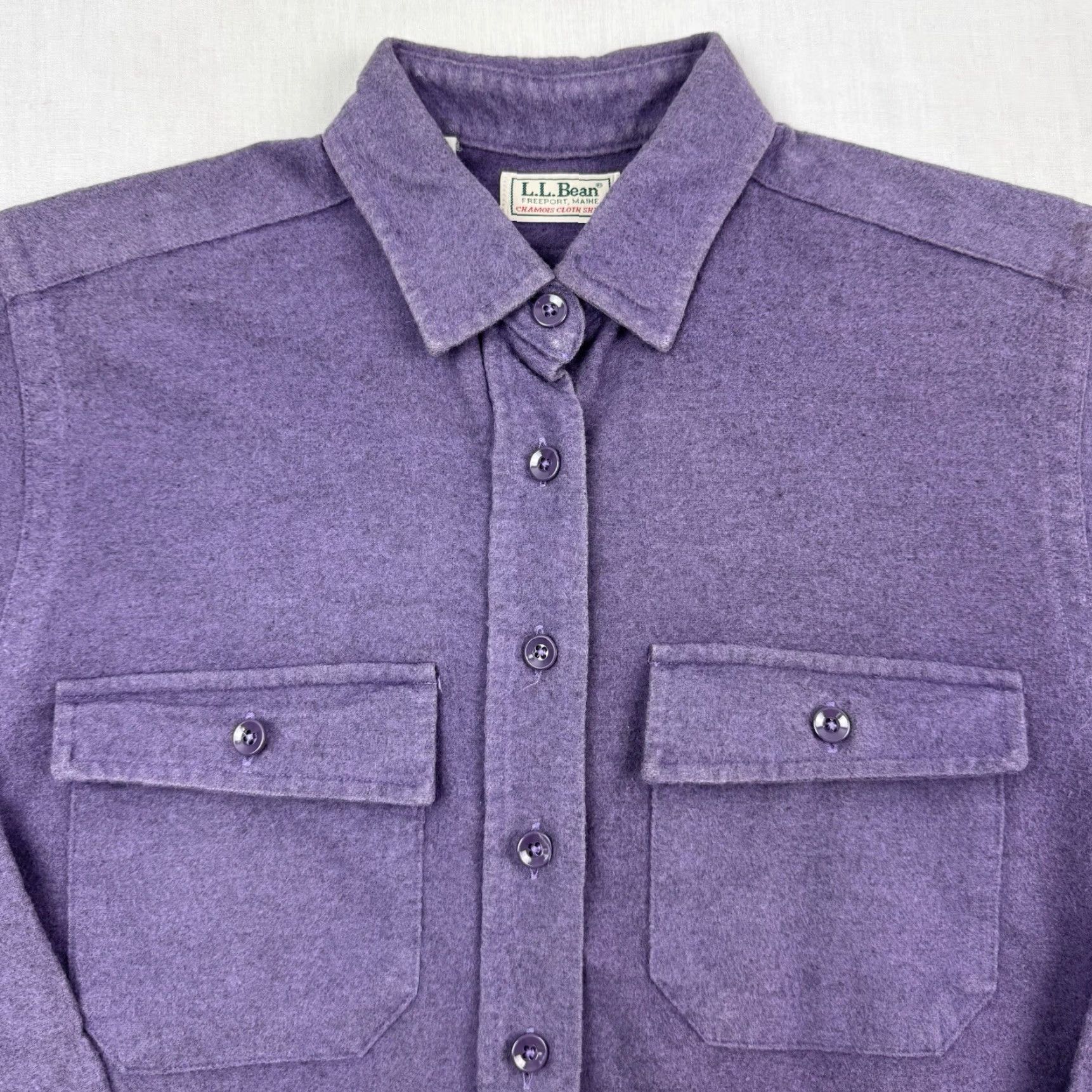 Vintage VINTAGE L.L. Bean Chamois Shirt Womens 12 Button-Up Long Sleeve Collared Purple 100% Cotton USA Outdoor Classic 90s Boys? Size XL / US 12-14 / IT 48-50 - 2 Thumbnail