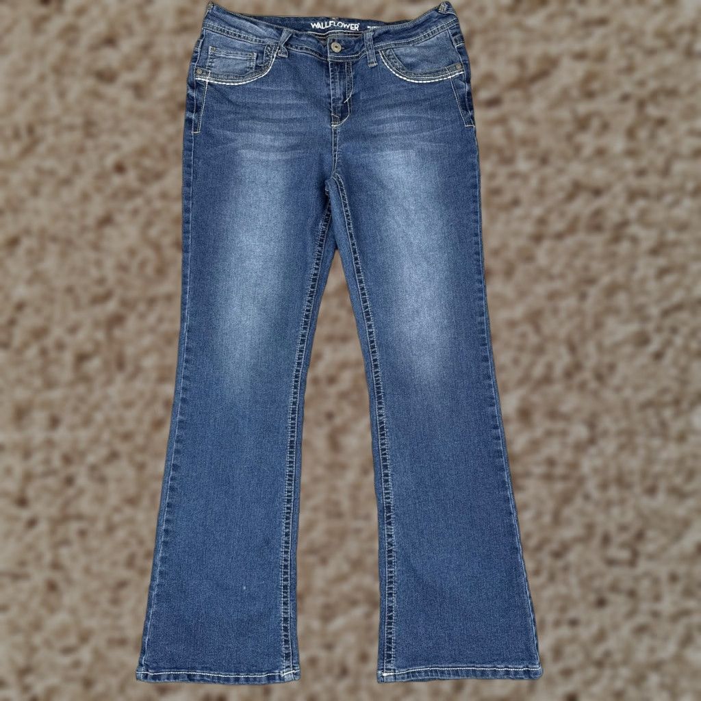 Vintage Wallflower Jeans Womens Bootcut 15 Regular Blue Denim Embroidered Stretch Pockets 5-Pocket Embellished Modern Seasonal City Size 36" / US 14 / IT 50 - 1 Thumbnail