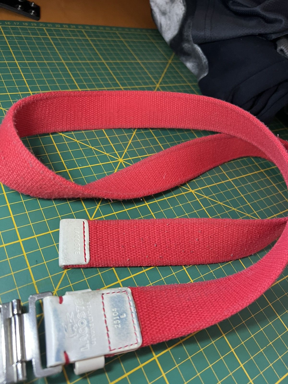 Lacoste Vintage Lacoste metal logo buckle woven fabric strap belt Size ONE SIZE - 6 Thumbnail