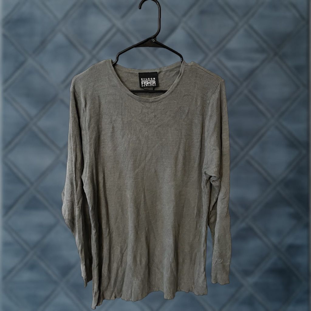 Eileen Fisher VINTAGE Eileen Fisher Women's Tunic Top Long Sleeve Rayon Gray L 90s, Boho, Feminine Size L / US 10 / IT 46 - 1 Thumbnail