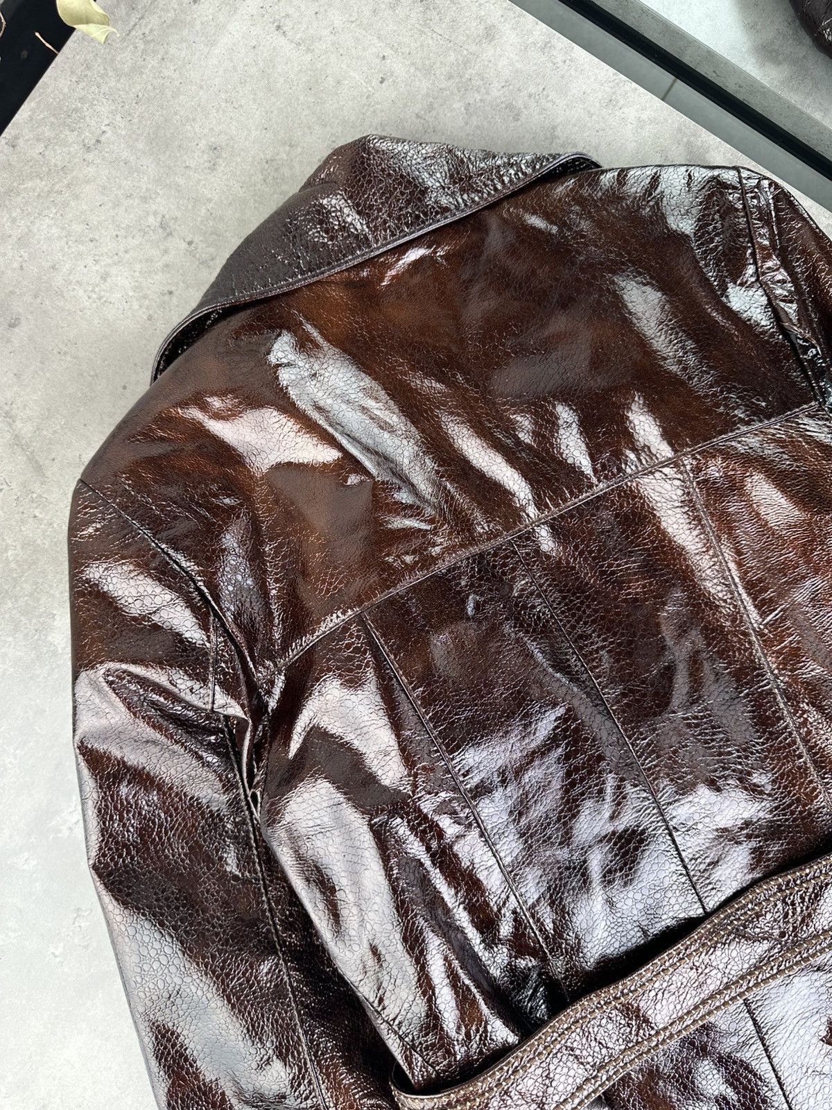 Japanese Brand Vintage Faux Patent Leather Jacket Size S / US 4 / IT 40 - 8 Thumbnail