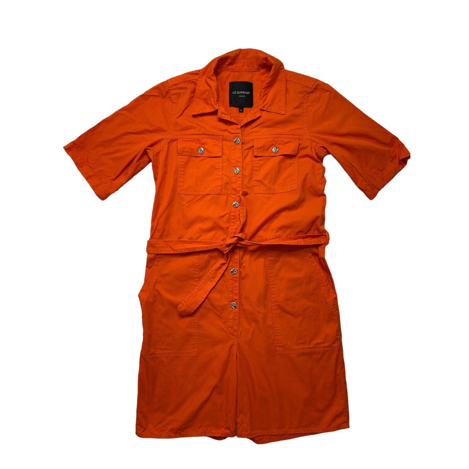 Le Superbe LE SUPERBE Kelly Twill Romper In Neon Orange Size 4 Size 27" / US 4 / IT 40 - 1 Thumbnail