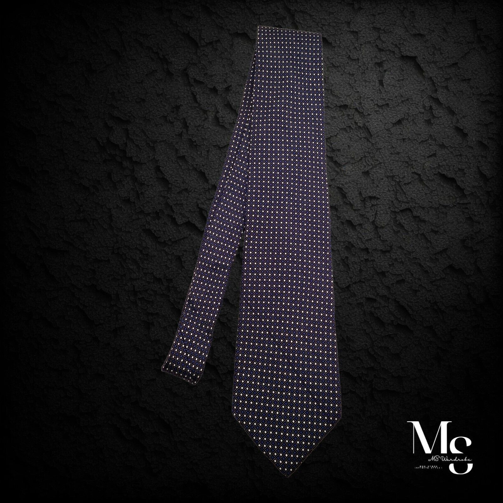 Other VASSI COUTURE 7Fold XL Blue Geometric Silk Tie Italy W:3.5" Size ONE SIZE - 6 Thumbnail