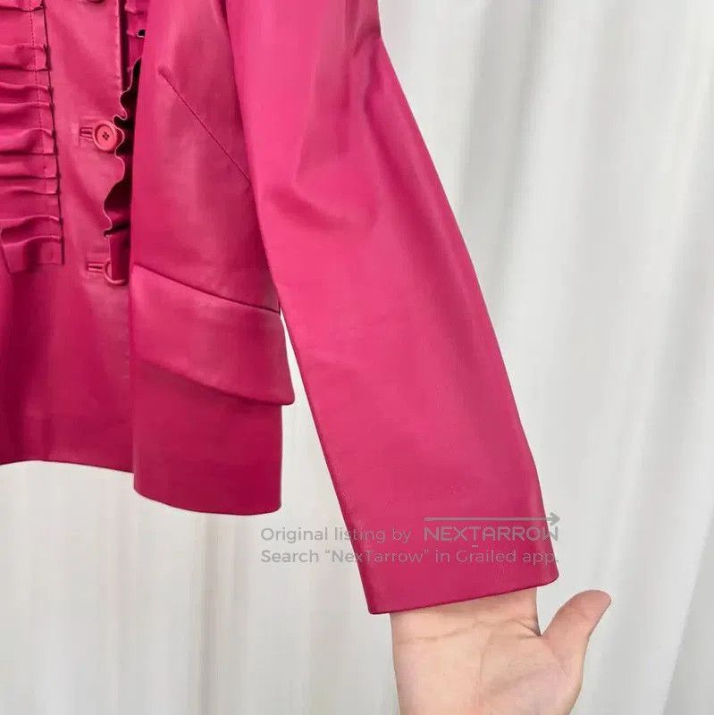 Miu Miu Miu Miu Pink Leather Logo Jacket for Women . Size XS / US 0-2 / IT 36-38 - 4 Thumbnail