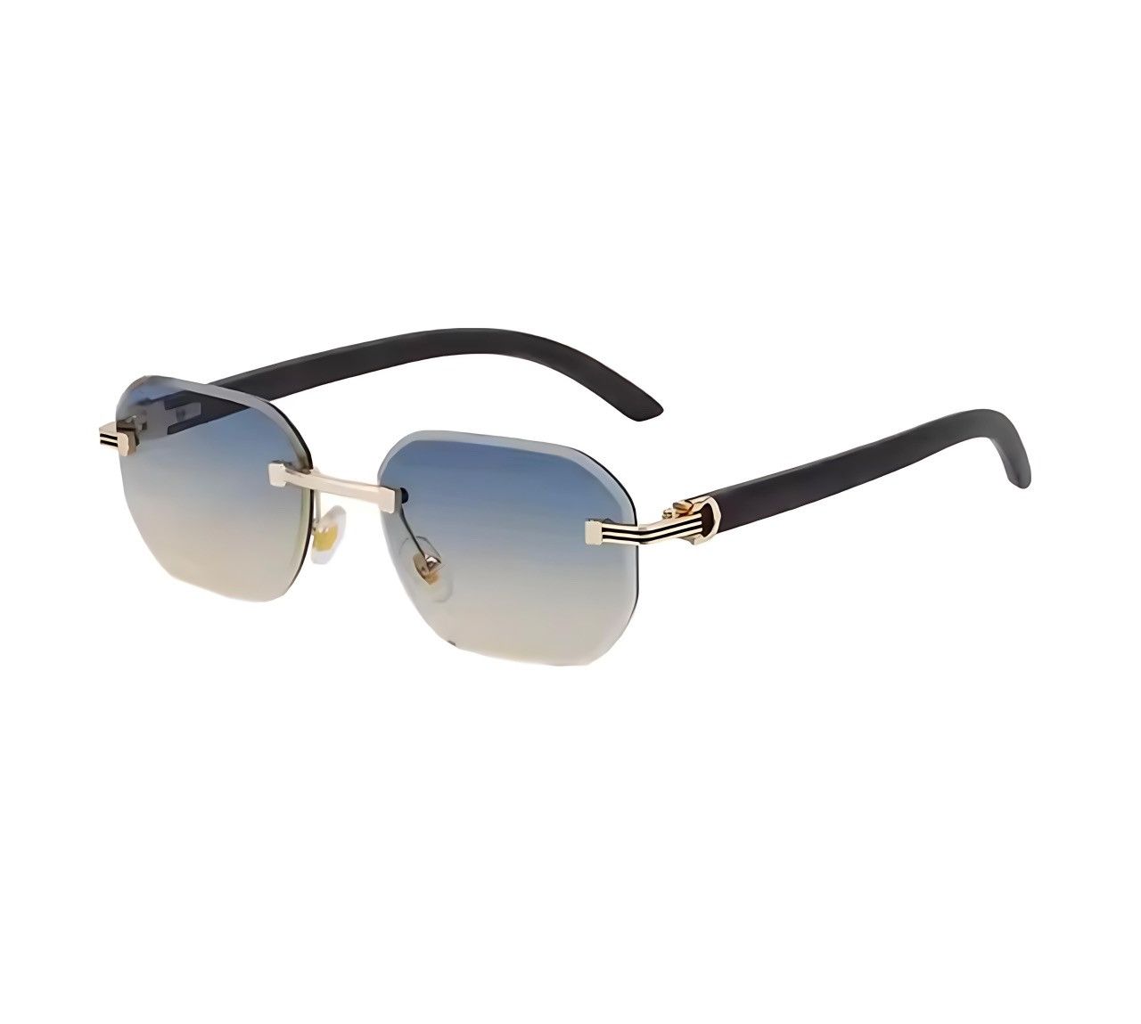 Other Rimless Square Gradient Sunglasses Luxury Metal Wood Grain Size ONE SIZE - 3 Thumbnail