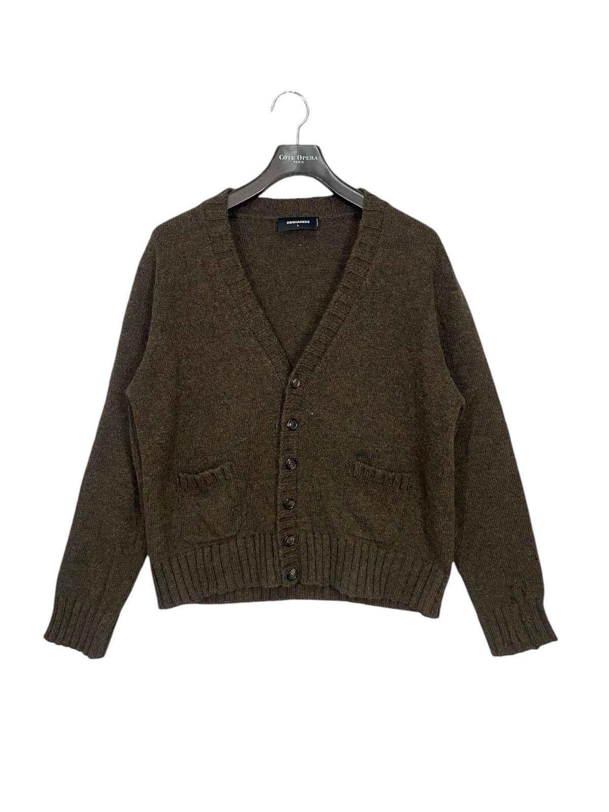 Designer × Dsquared2 × Vintage Dsquared2 wool cardigan double pocket distressed size L Size US L / EU 52-54 / 3 - 1 Thumbnail