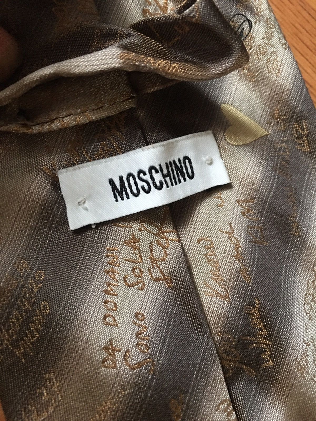 Moschino MOSCHINO Metalic Stripped Signature Design Silk Mens Tie Size ONE SIZE - 5 Thumbnail