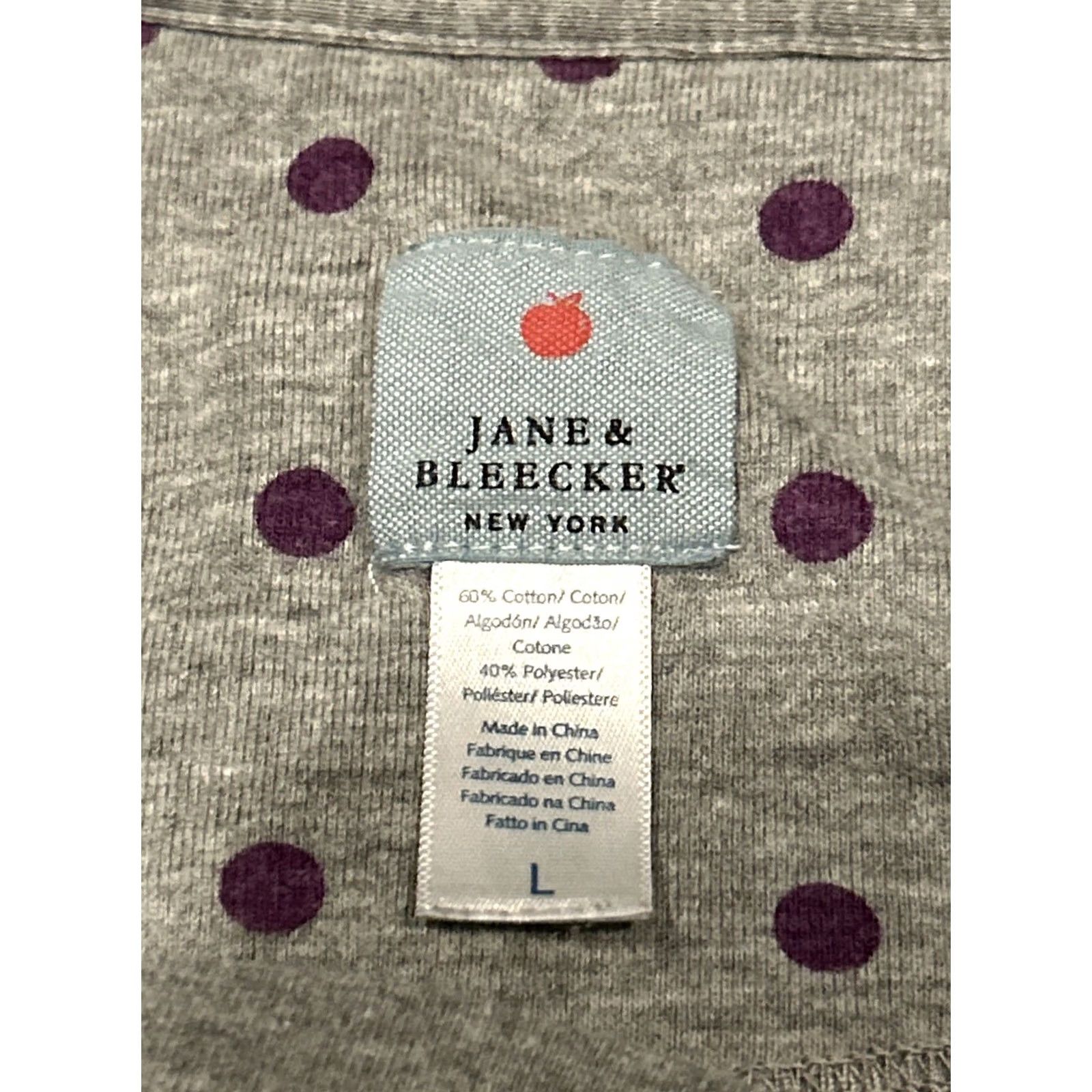 Vintage Jane & Bleecker Pajamas Long John One Piece Womens L Gray Purple Floral Knit Cotton Polyester Winter Fall Nightwear L Womens Size ONE SIZE - 2 Thumbnail