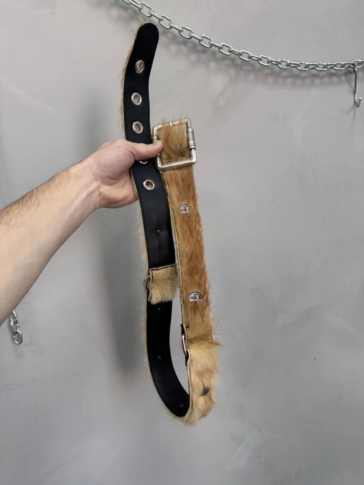 If Six Was Nine Vintage fur fuzzy Rare leather punk opium belt Japanese Size ONE SIZE - 13 Thumbnail