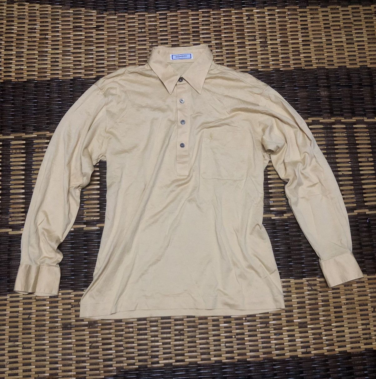 Hedi Slimane × Vintage × Yves Saint Laurent Vintage Yves Saint Laurent Long Sleeve Polo Shirt Size US S / EU 44-46 / 1 - 1 Thumbnail