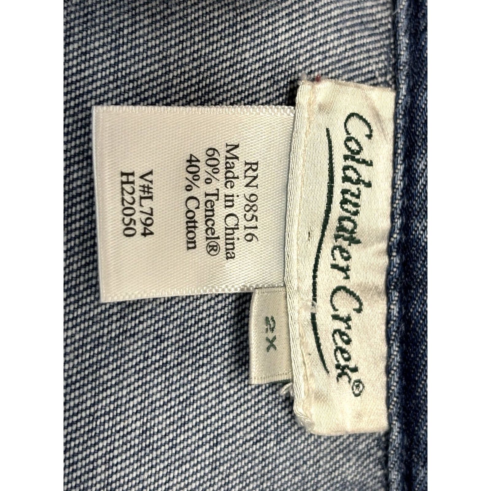 Coldwater Creek Coldwater Creek Denim Chambray Jacket Women’s 2X Plus Blue Button Up Shacket Mens Womens Boys Girls Size XXL / US 16-18 / IT 52-54 - 6 Thumbnail