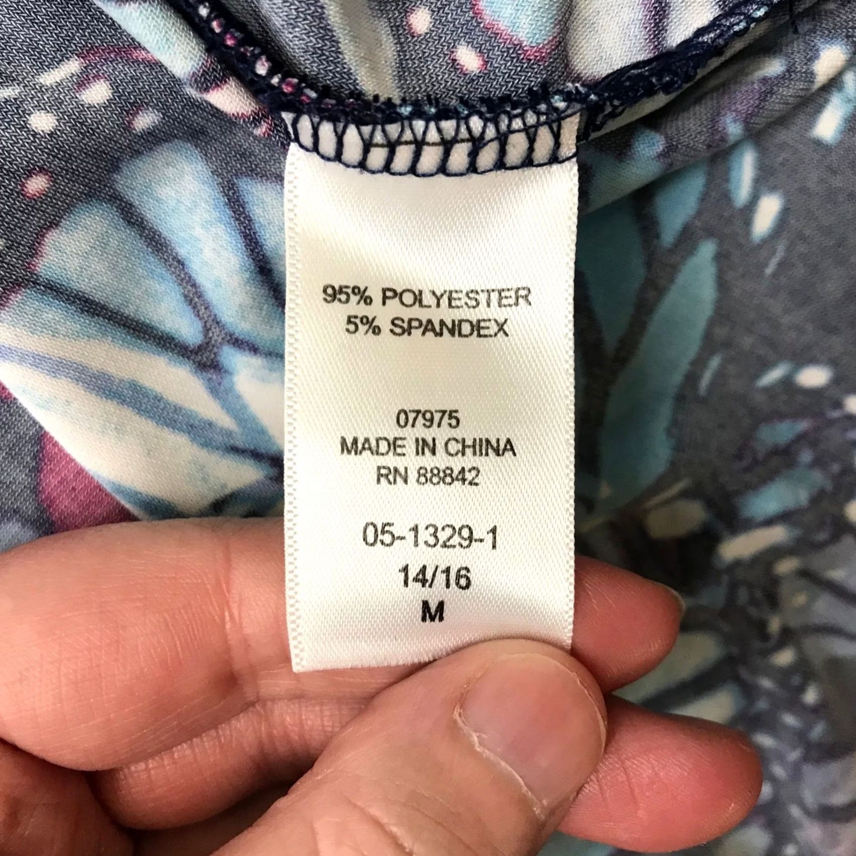 Vintage Roamans Dress Maxi Cold Shoulder Butterfly Wing Print Blue Purple Womens 14/16 M Size XL / US 12-14 / IT 48-50 - 8 Thumbnail
