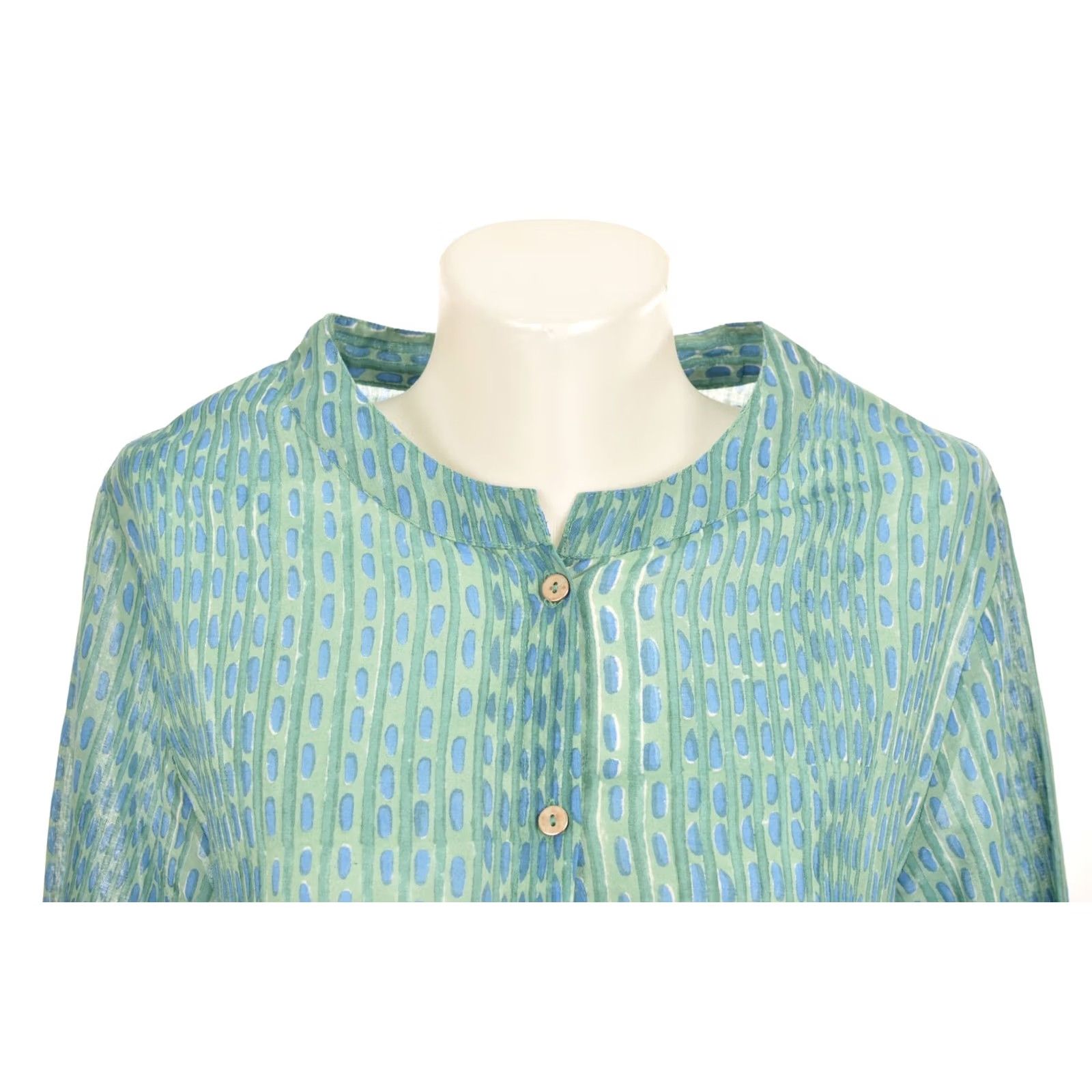 Altea Gudrun Sjoden DDP Tunic Shirt M Teal Organic Cotton Button-Up Women Size M / US 6-8 / IT 42-44 - 2 Thumbnail