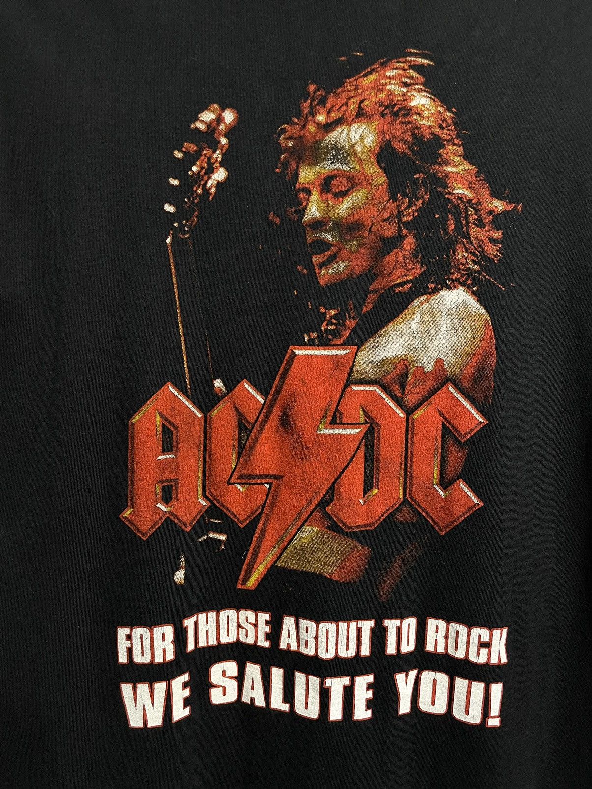 Band Tees Vintage 90s AC/DC Rock Metal Band T-Shirt Faded Black Size US XL / EU 56 / 4 - 14 Thumbnail