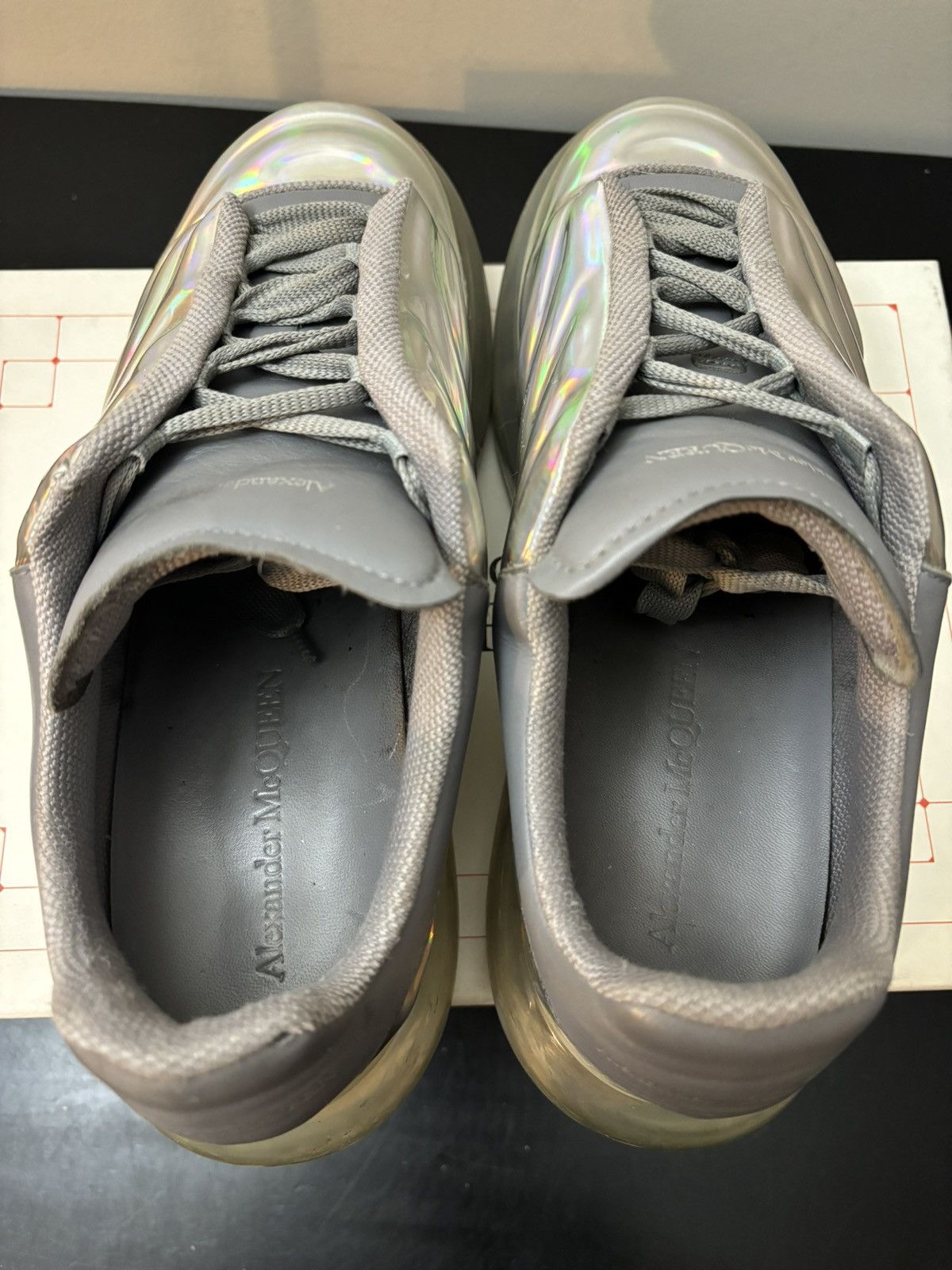 Alexander McQueen Alexander McQueen Oversized Gloss Sneakers Silver Clear Sole Size US 11 / EU 44 - 7 Thumbnail