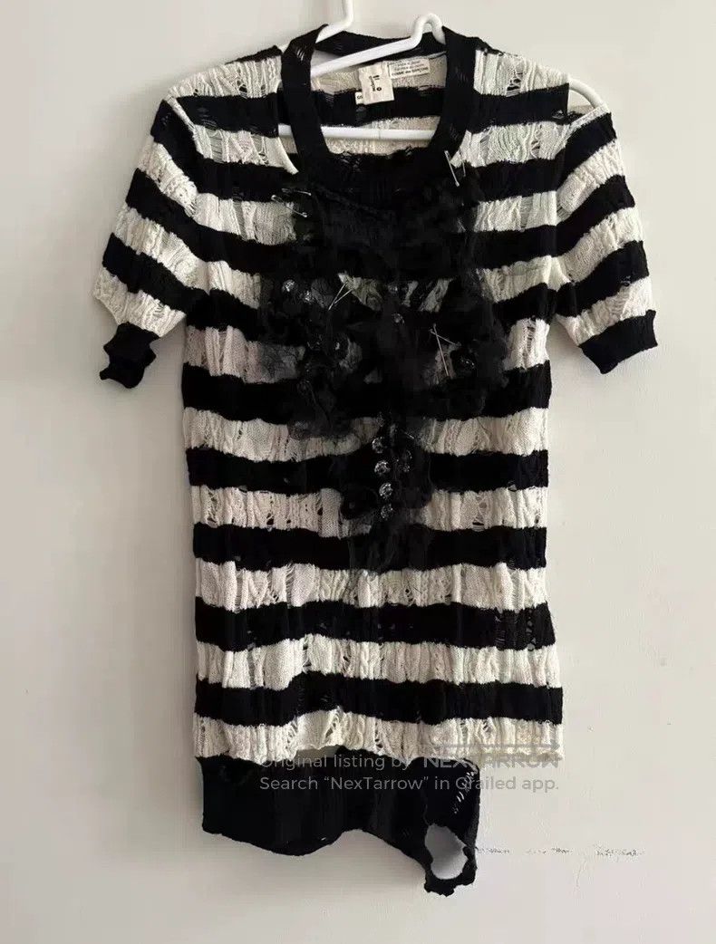 Comme des Garcons Comme Des Garcons Black and white pin-netted holey knitted Size S / US 4 / IT 40 - 2 Thumbnail