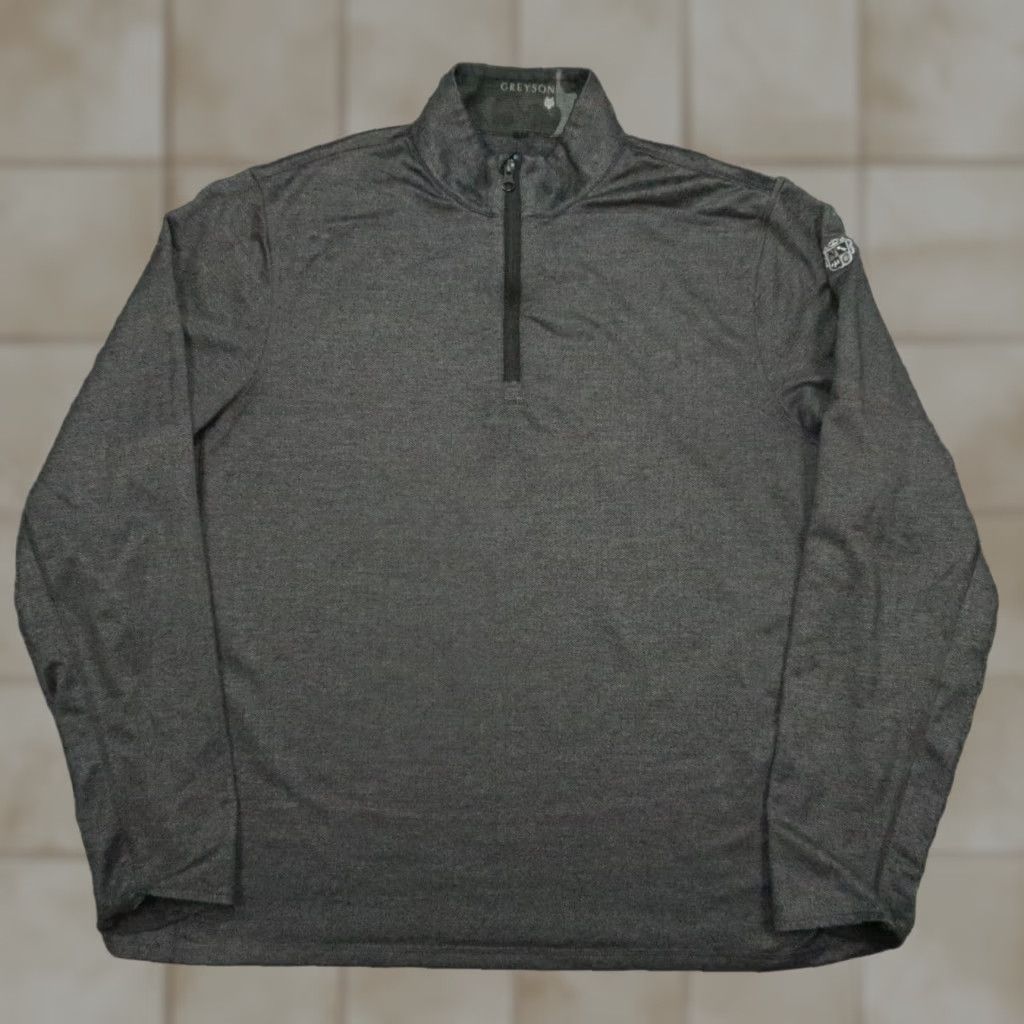 Vintage Greyson Pullover Mens 2XL Gray Herringbone 1/4 Zip Sports Golf Activewear Casual Knit Long Sleeve Size US XXL / EU 58 / 5 - 1 Thumbnail