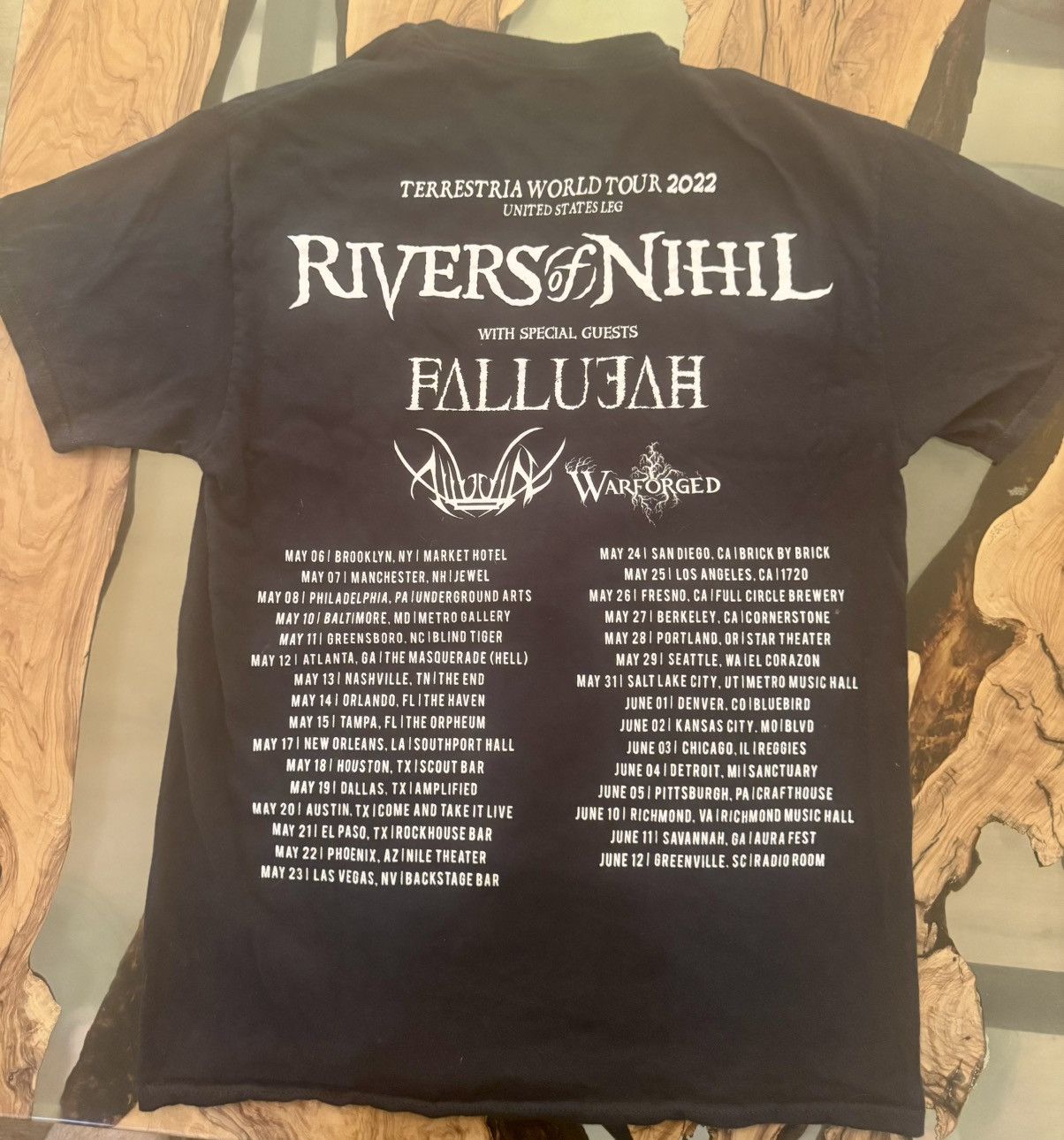 Band Tees × Slayer Rivers of Nihil 2022 Terrestria World Tour USA Leg Tee MED Size US M / EU 48-50 / 2 - 10 Thumbnail