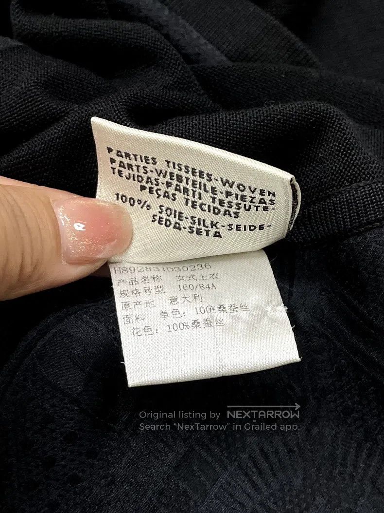 Hermes Hermes Black Silk Dark Pattern Printed Short Sleeve Top Size XS / US 0-2 / IT 36-38 - 5 Thumbnail