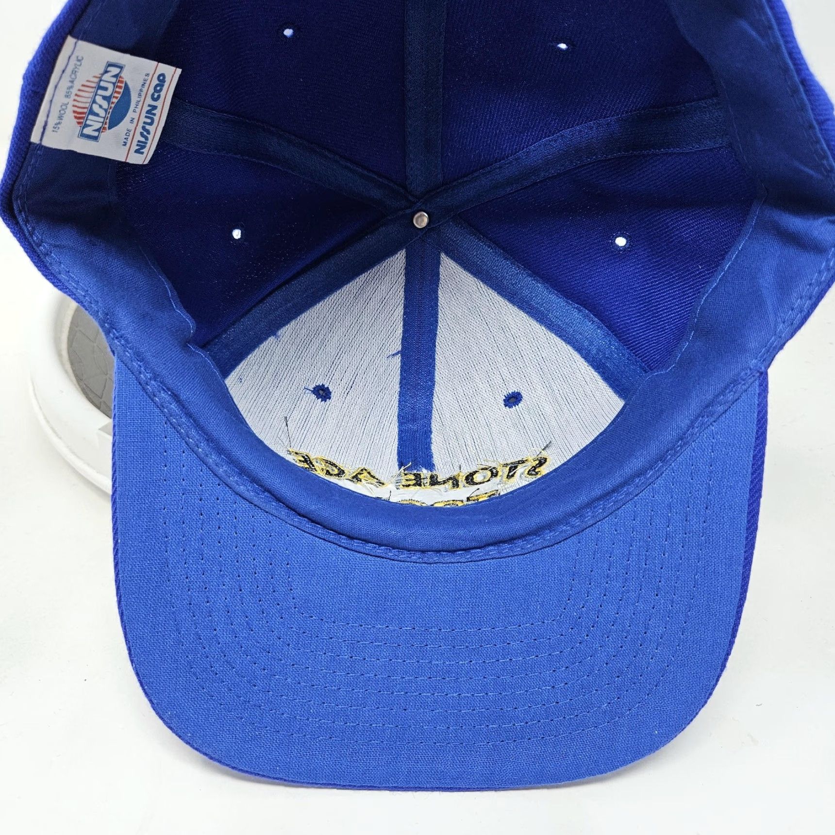 Vintage VINTAGE Nissun Stone Age Tools Hat Cap Snap Back Blue Embroidered Logo Mens One Size Adjustable Wool Acrylic 90s Size ONE SIZE - 6 Thumbnail