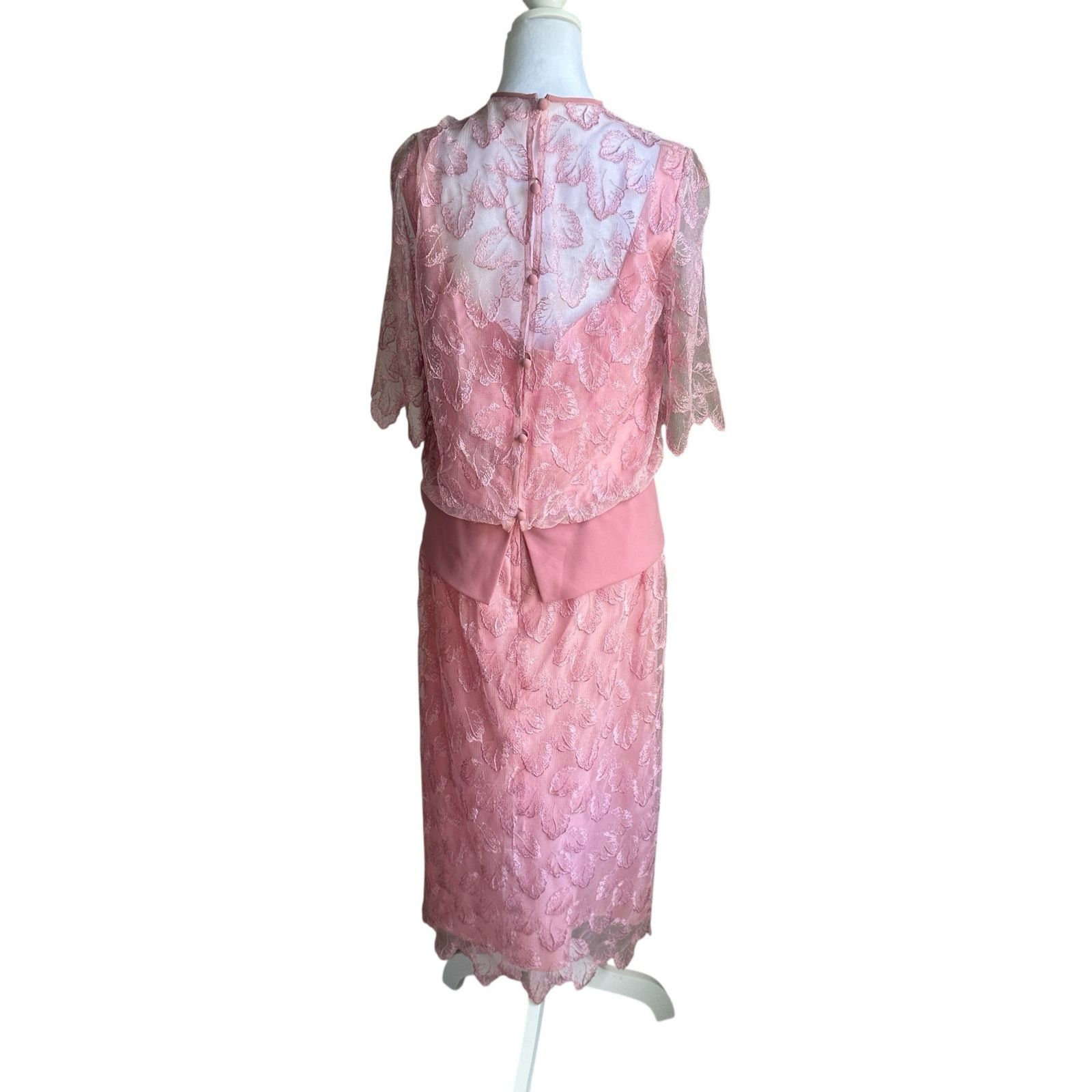 Vintage Vintage 80s Miss Elliette Blush Lace Cottagecore Dress M Size M / US 6-8 / IT 42-44 - 5 Thumbnail