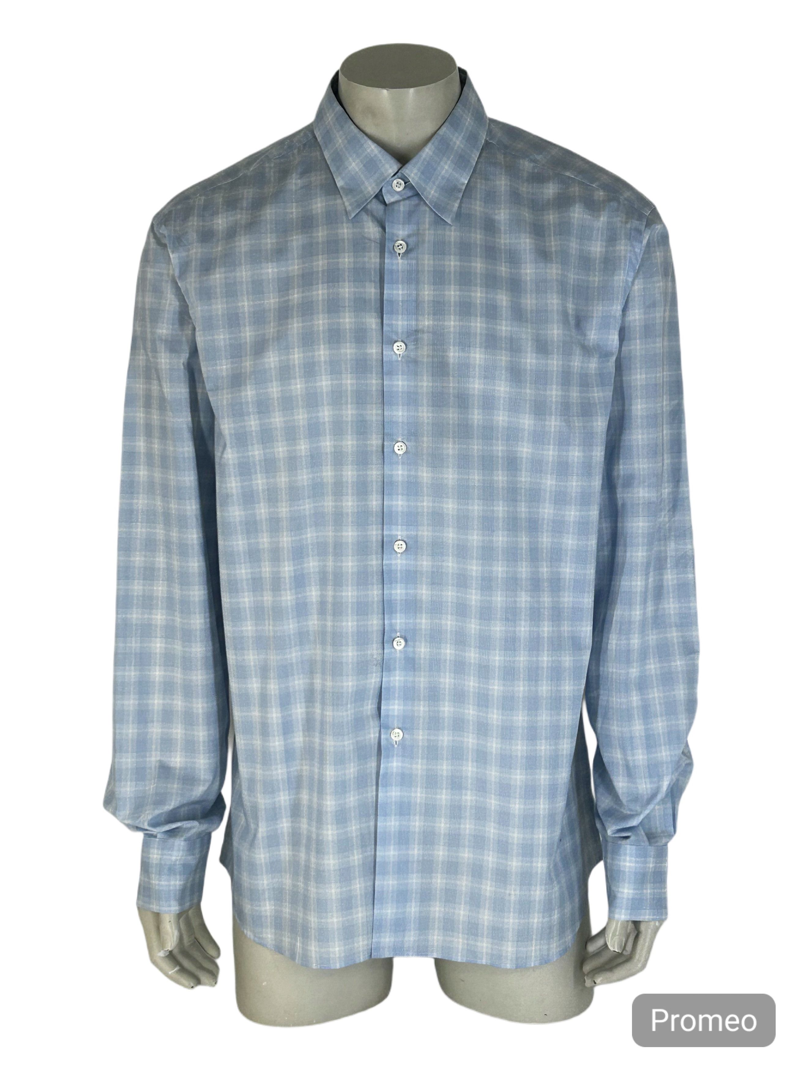 Prada PRADA SKY BLUE PRINCE OF WALES CHECK DRESS SHIRT SIZE 40 Size US M / EU 48-50 / 2 - 1 Thumbnail