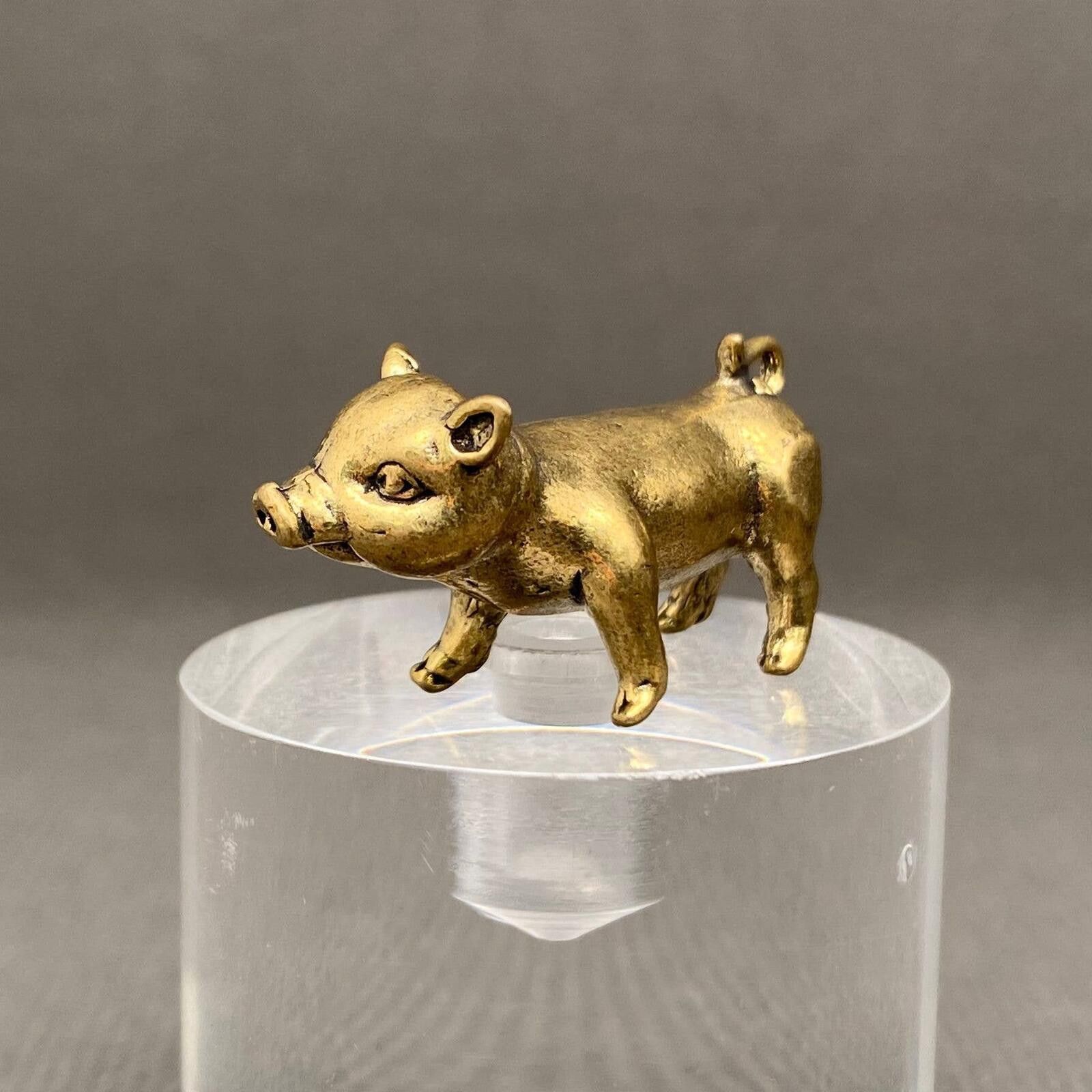 The Unbranded Brand Miniature Golden Pig Figurine Collectible Size ONE SIZE - 2 Thumbnail