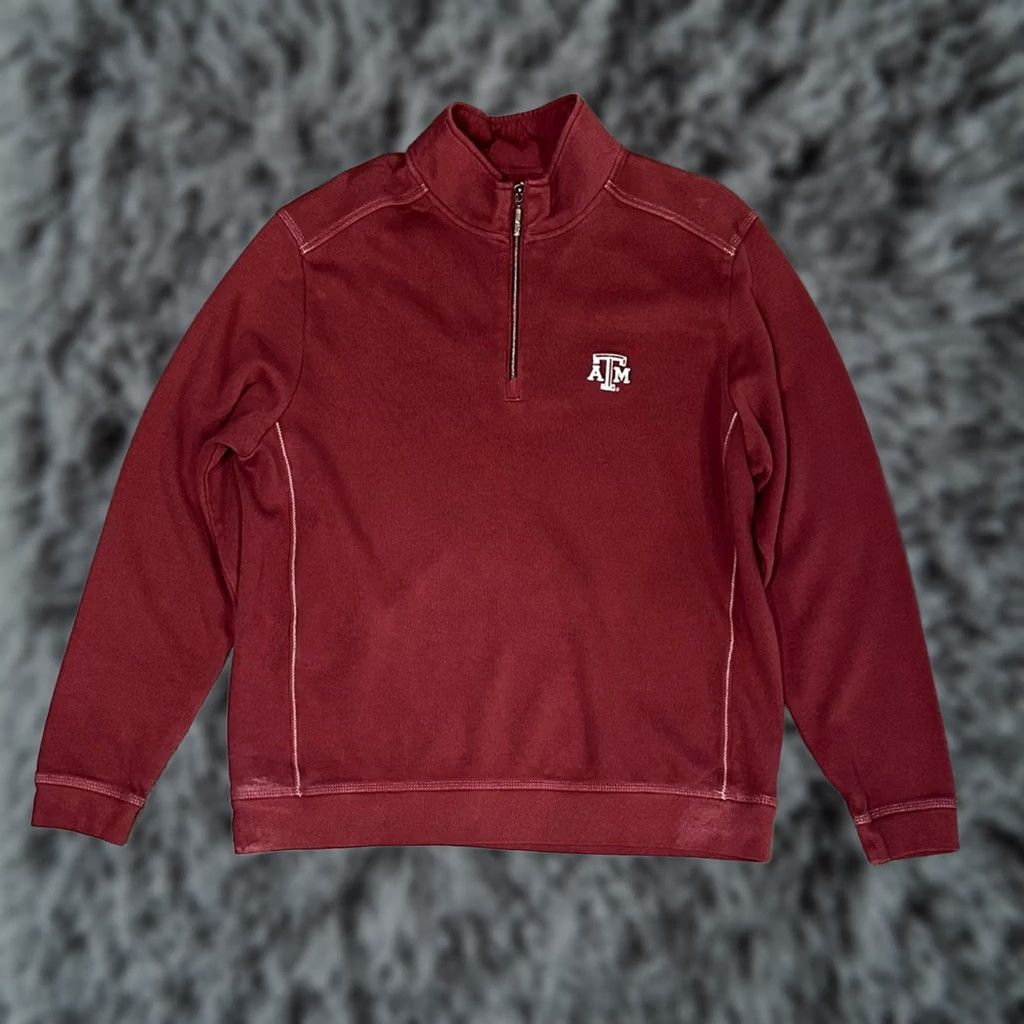 Tommy Bahama VINTAGE Texas A&M Aggies Tommy Bahama Maroon Quarter Zip Pullover XL Sweatshirt Men Red Size US XL / EU 56 / 4 - 1 Thumbnail