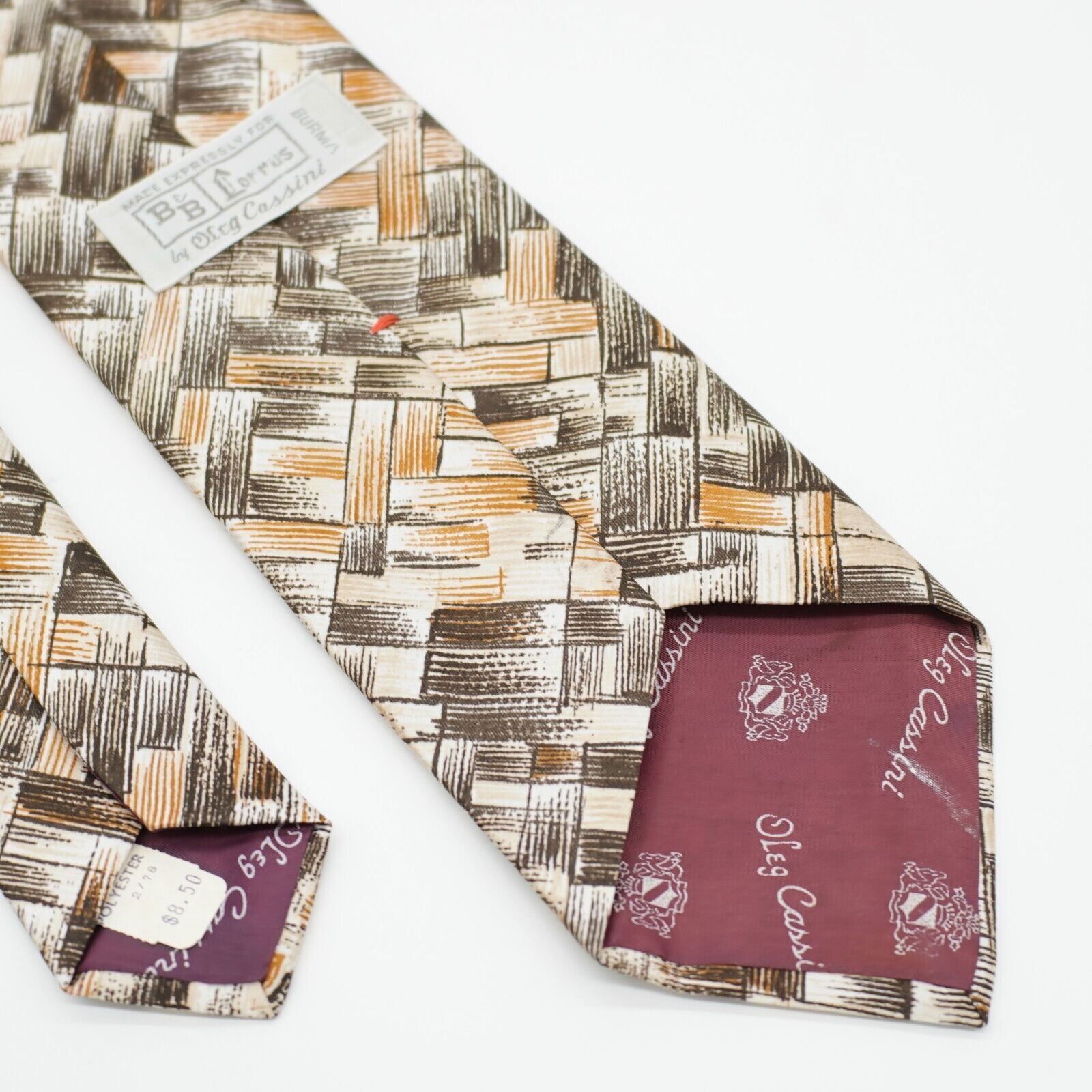 Oleg Cassini Oleg Cassini Deco Art Abstract Print Brown Polyester Short W Size ONE SIZE - 7 Thumbnail