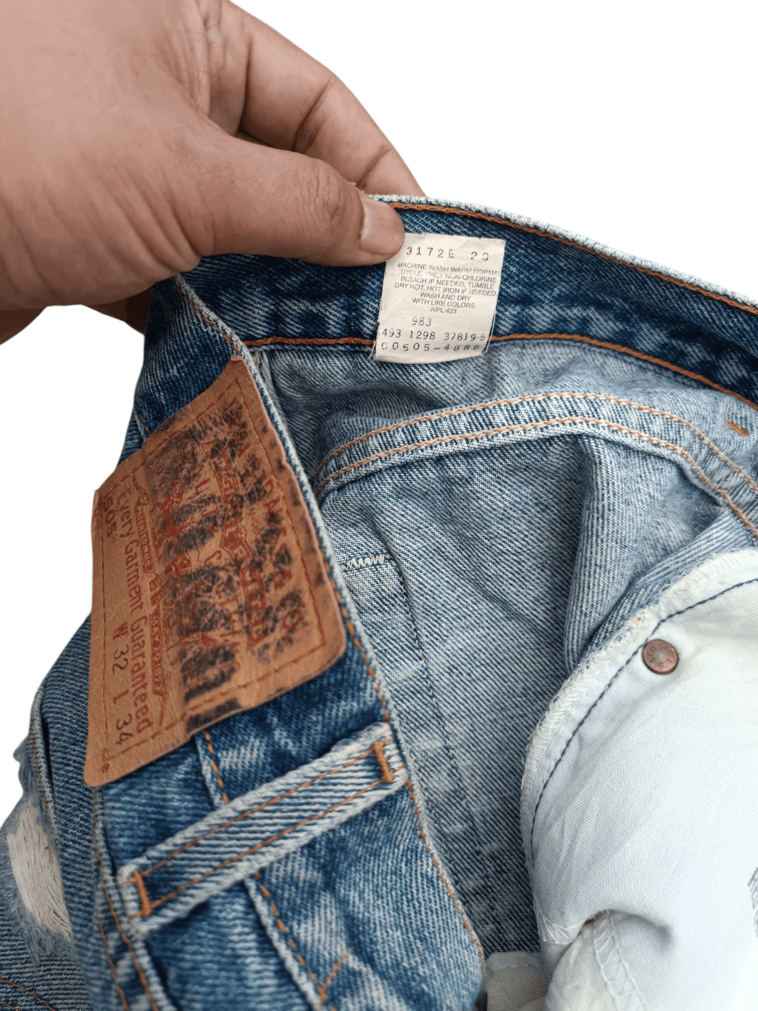 Levi's × Vintage Y2K Levis 505 Regular Straight Cut Distressed Splatter Denim Size US 32 / EU 48 - 11 Thumbnail