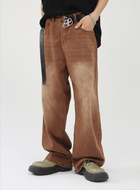 Japanese Brand × Jean Vintage Brown Washed Loose Straight Jeans Size US 32 / EU 48 - 1 Thumbnail