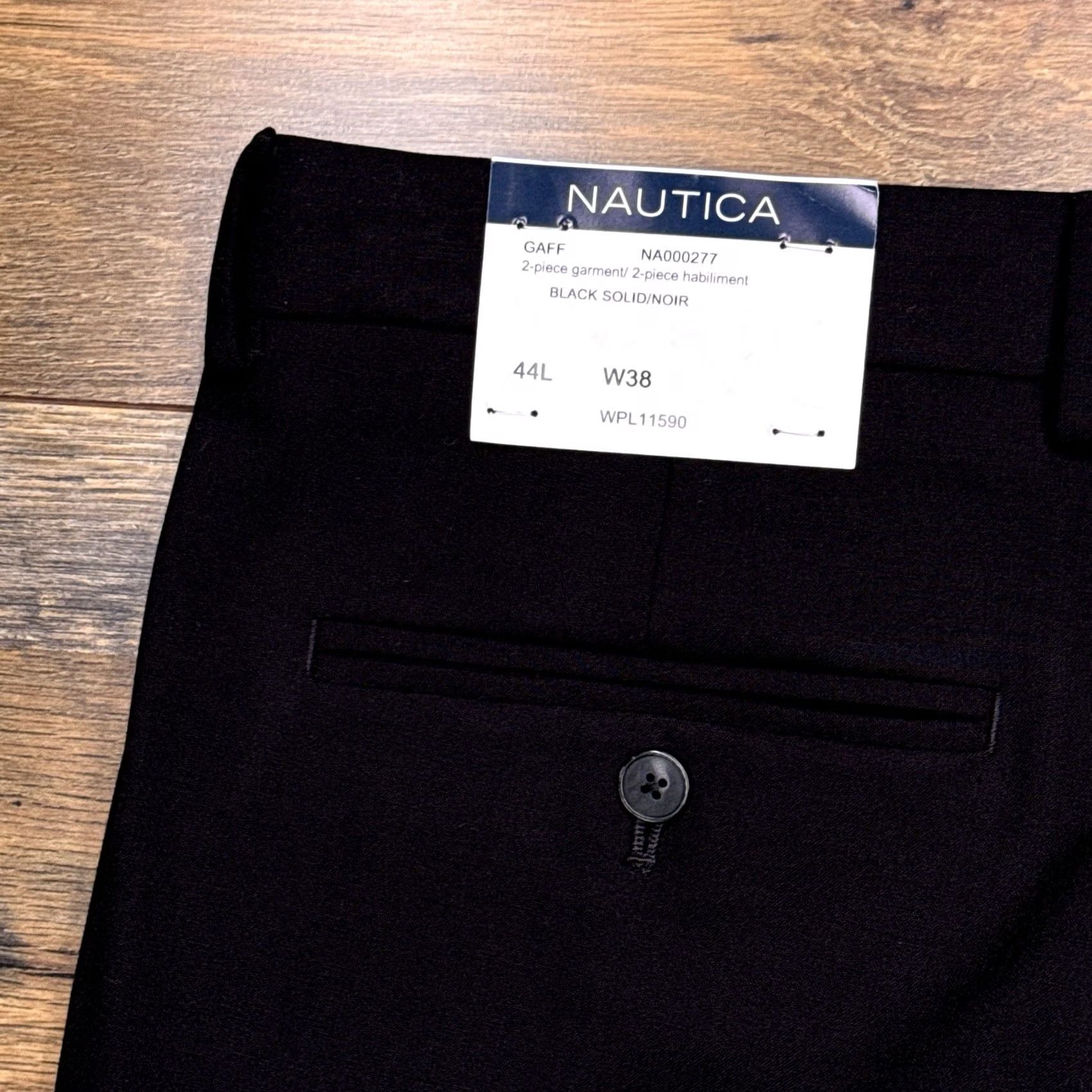 Nautica Nautica Dress Pants Mens 38x32 Black Straight Leg Flat Front Dry Clean Only Regular Fit Wedding Business Formal Pants Size US 38 / EU 54 - 7 Thumbnail