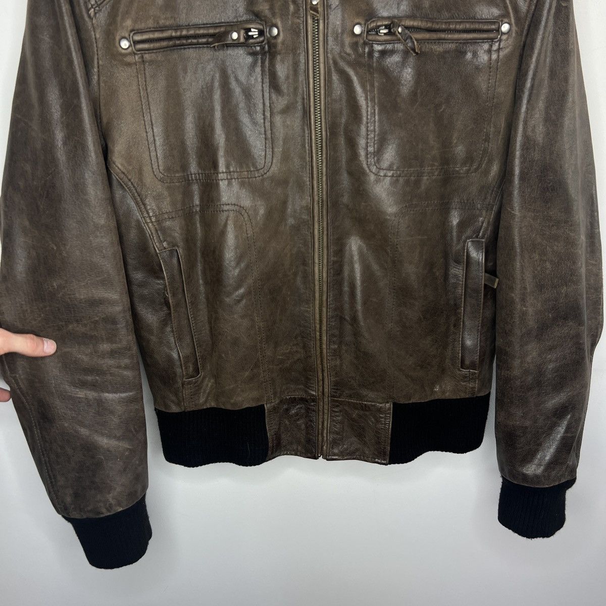 Leather × Vintage Vintage Brown Leather Motor Biker Jacket Trucker Genuine Size US M / EU 48-50 / 2 - 5 Thumbnail