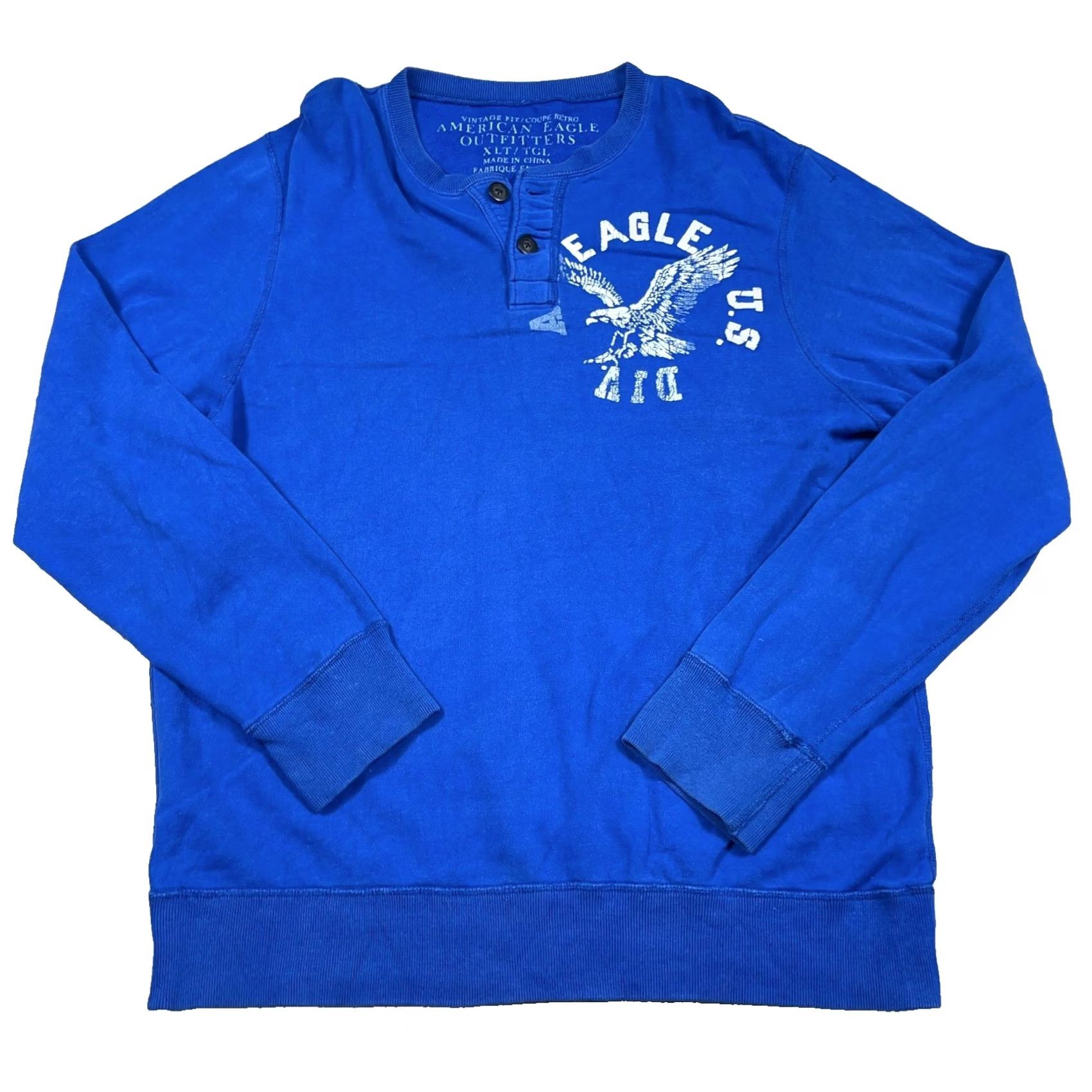 American Eagle Outfitters VINTAGE American Eagle Outfitters Sweatshirt Shirt Mens XL Blue Henley Crewneck 2000s Bird Logo Embroidered Hooded Sweatshirt Size US XL / EU 56 / 4 - 2 Thumbnail