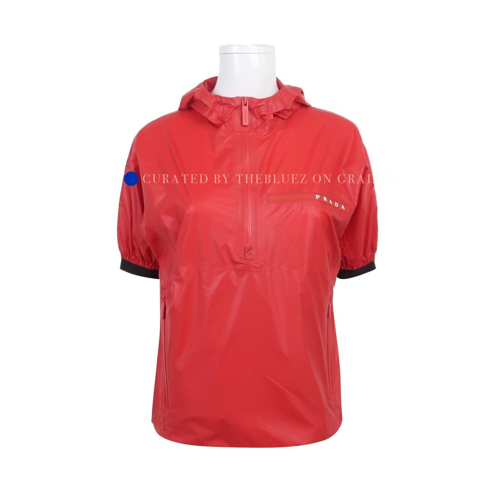Prada Red Logo Pullover Windbreaker - Size XS Size US XS / EU 42 / 0 - 1 Thumbnail