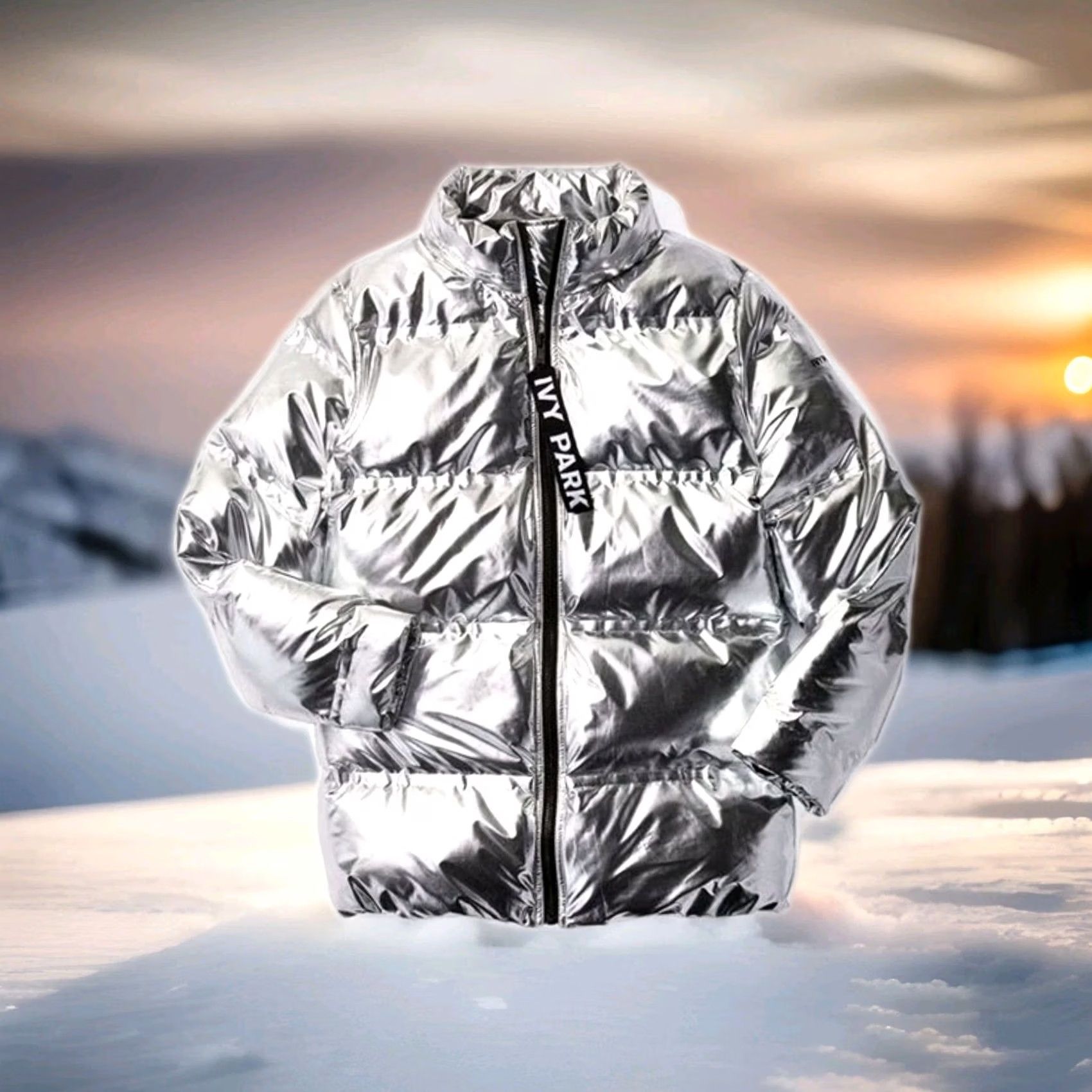 Ivy Park IVY PARK Jacket Silver Puffer Winter Zip Mid-Length Mens Small Womens Medium Size S / US 4 / IT 40 - 2 Thumbnail